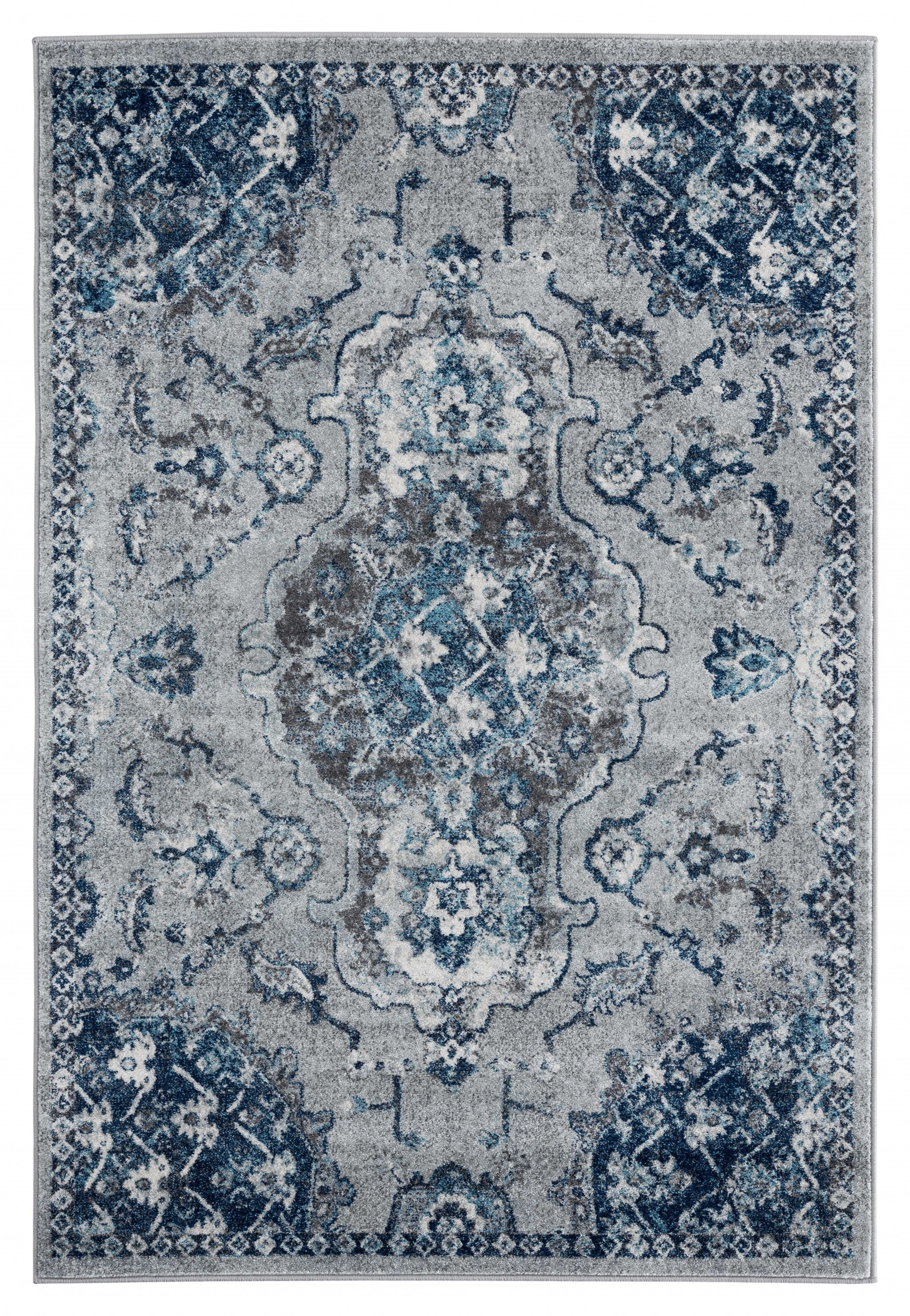 94" x 126" Grey Olefin Oversize Rug