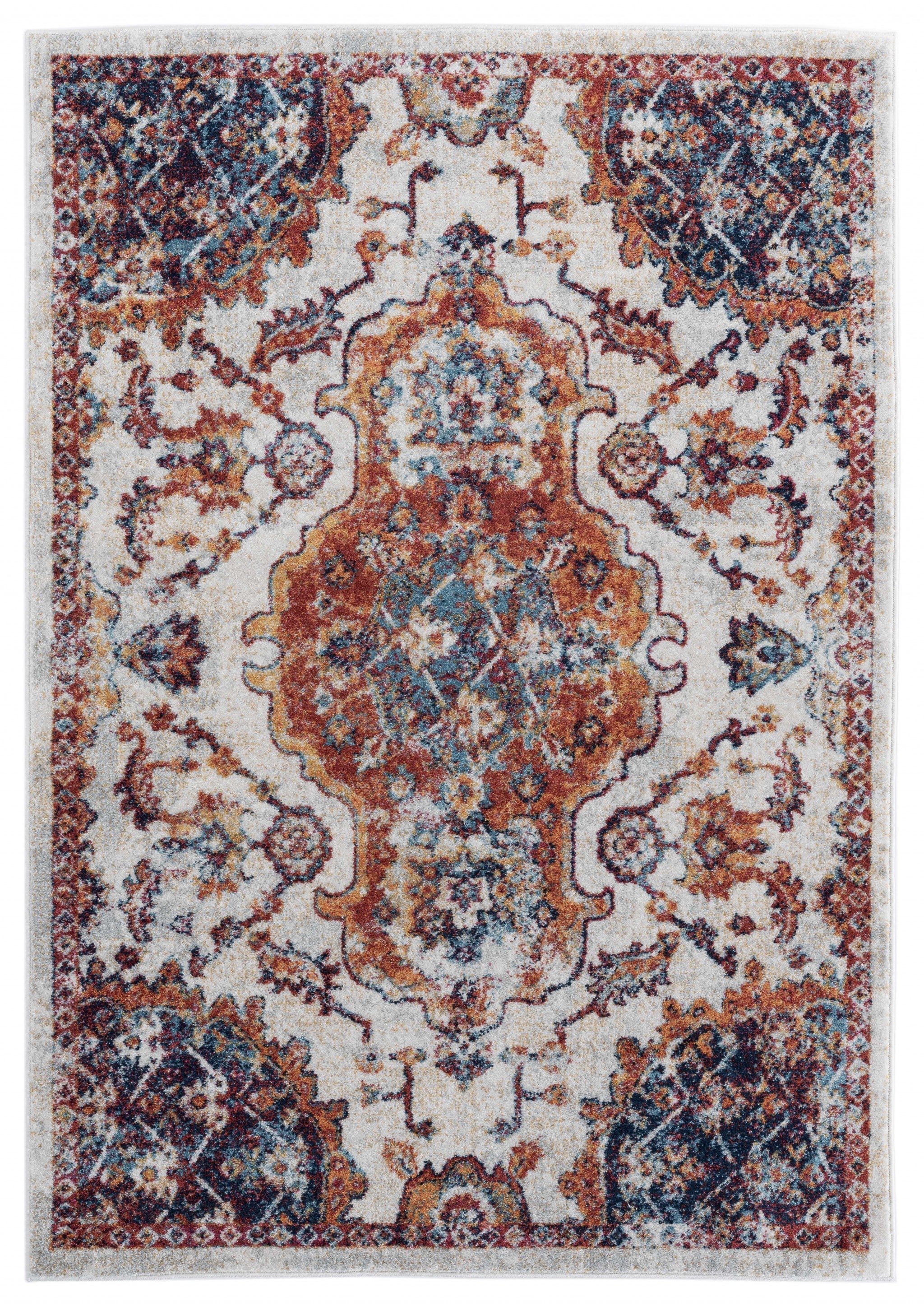 63" x 86" Cream Olefin Area Rug