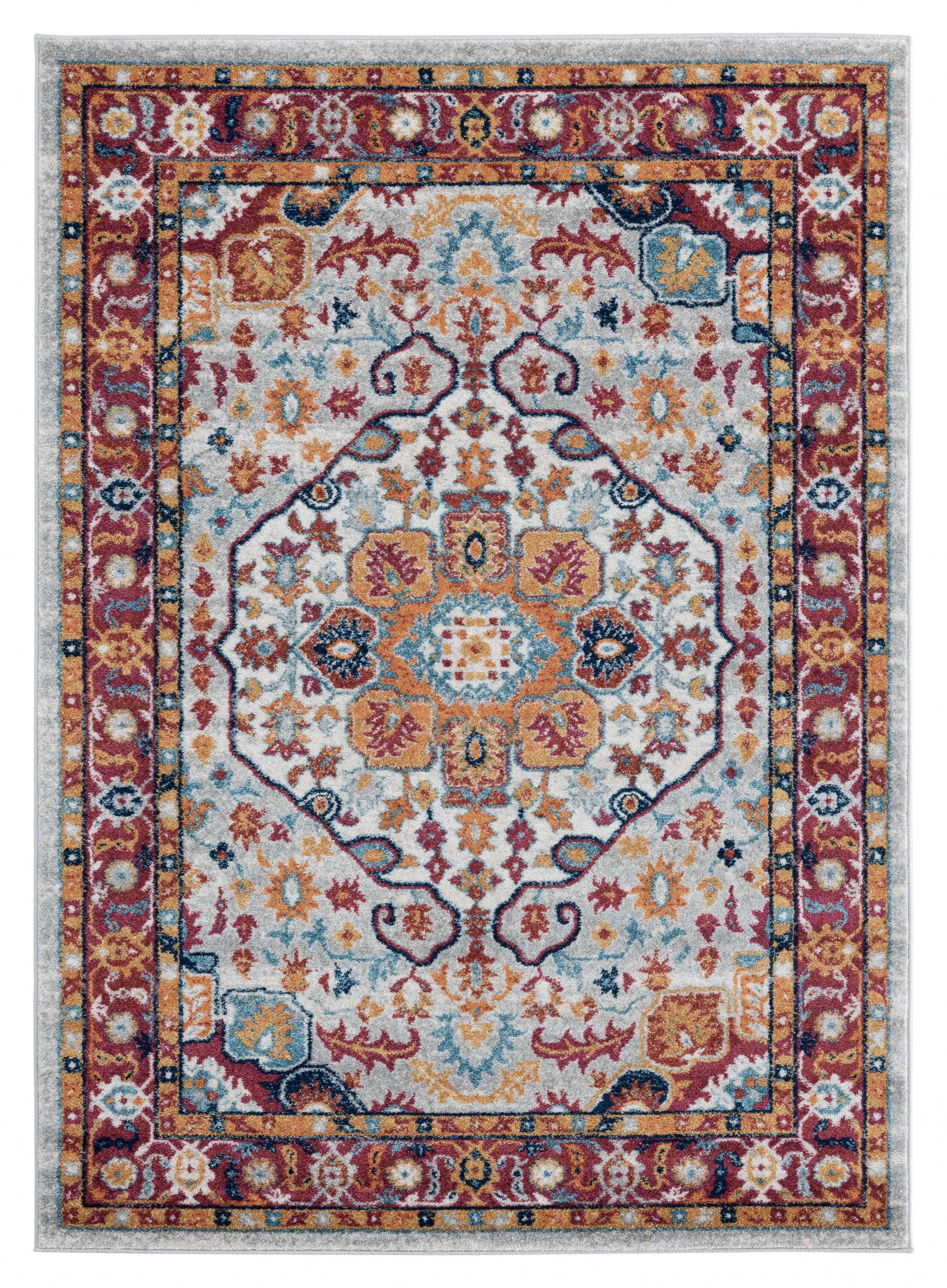 63" x 86" Multicolor Olefin Area Rug