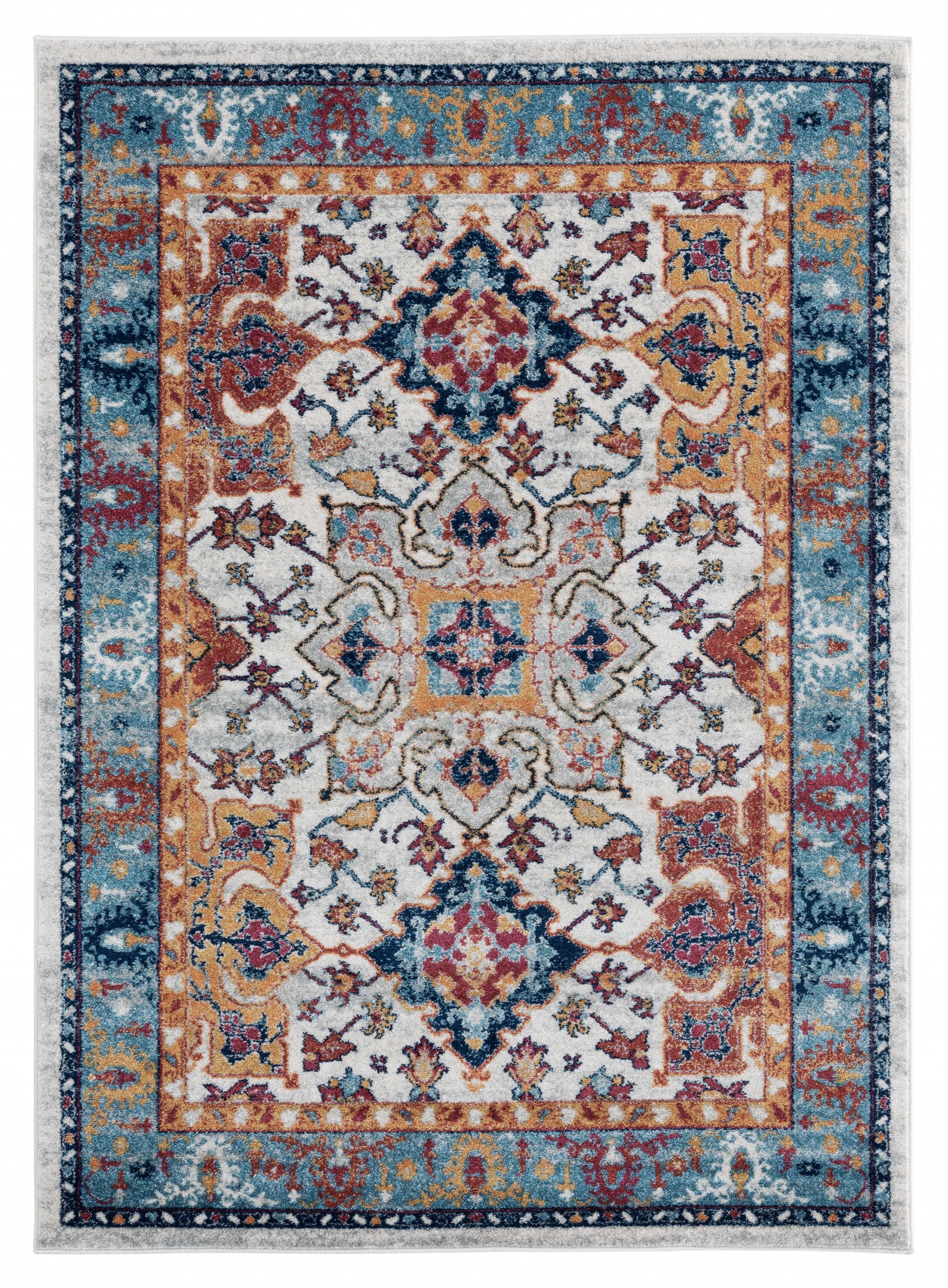 22" x 36" Blue Olefin Accent Rug