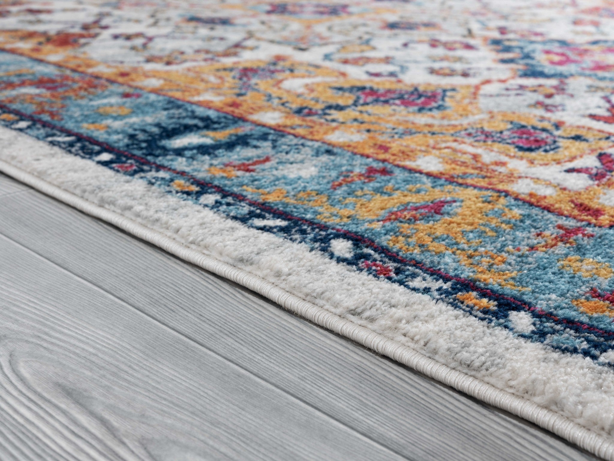 63" x 86" Blue Olefin Area Rug