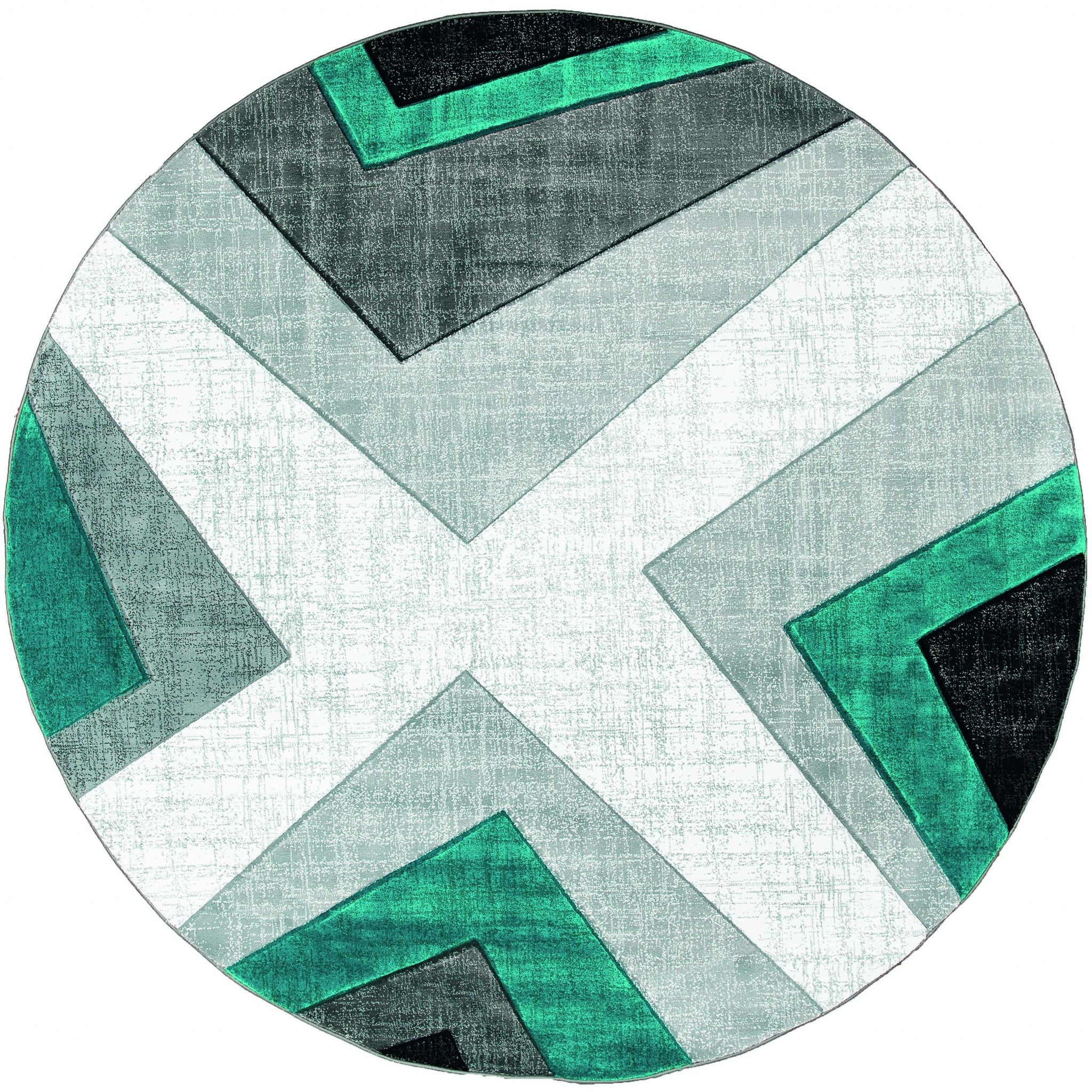 94" x 94" Turquoise Olefin / Polypropylene Round Rug
