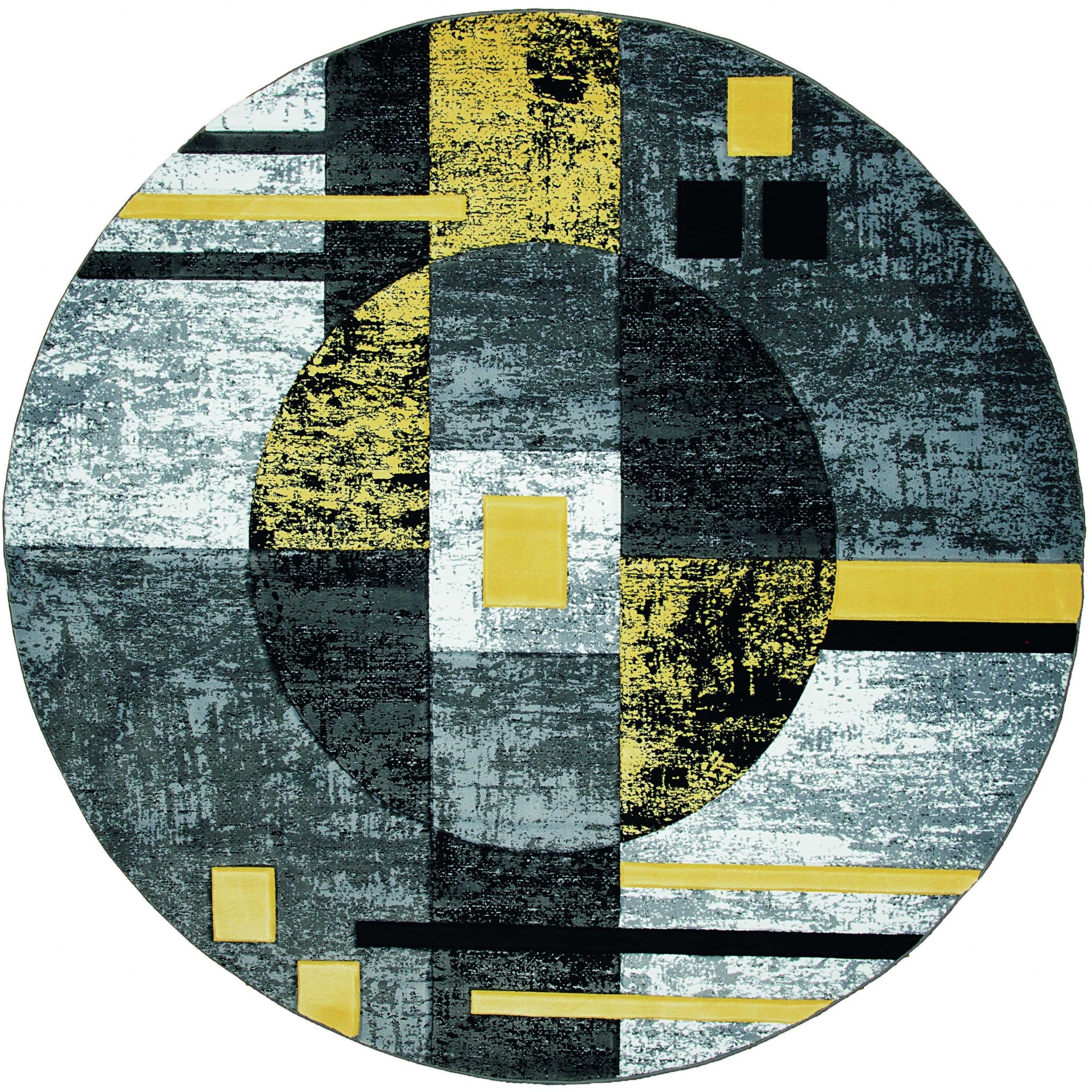 94" x 94" Yellow Olefin / Polypropylene Round Rug