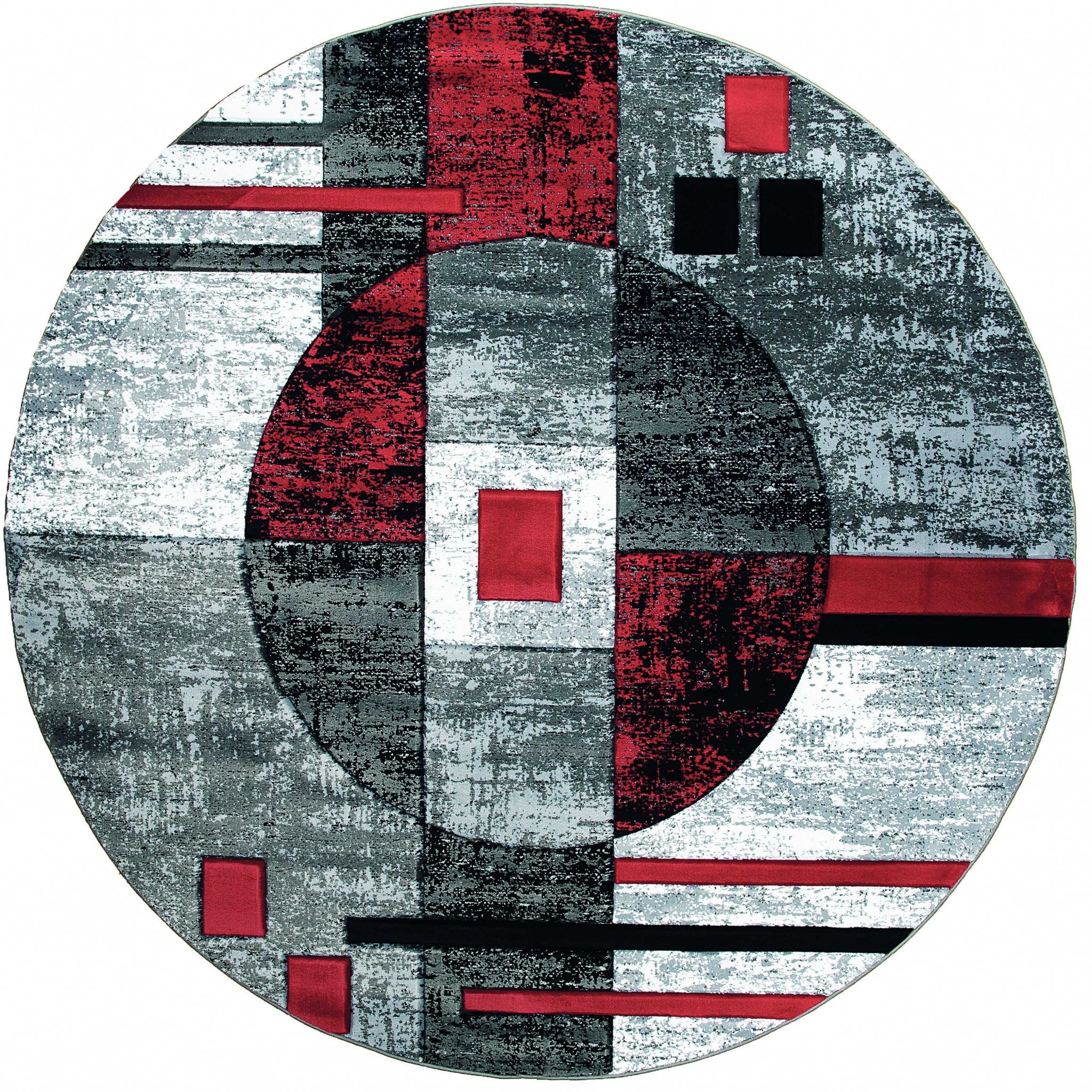 94" x 94" Red Olefin / Polypropylene Round Rug