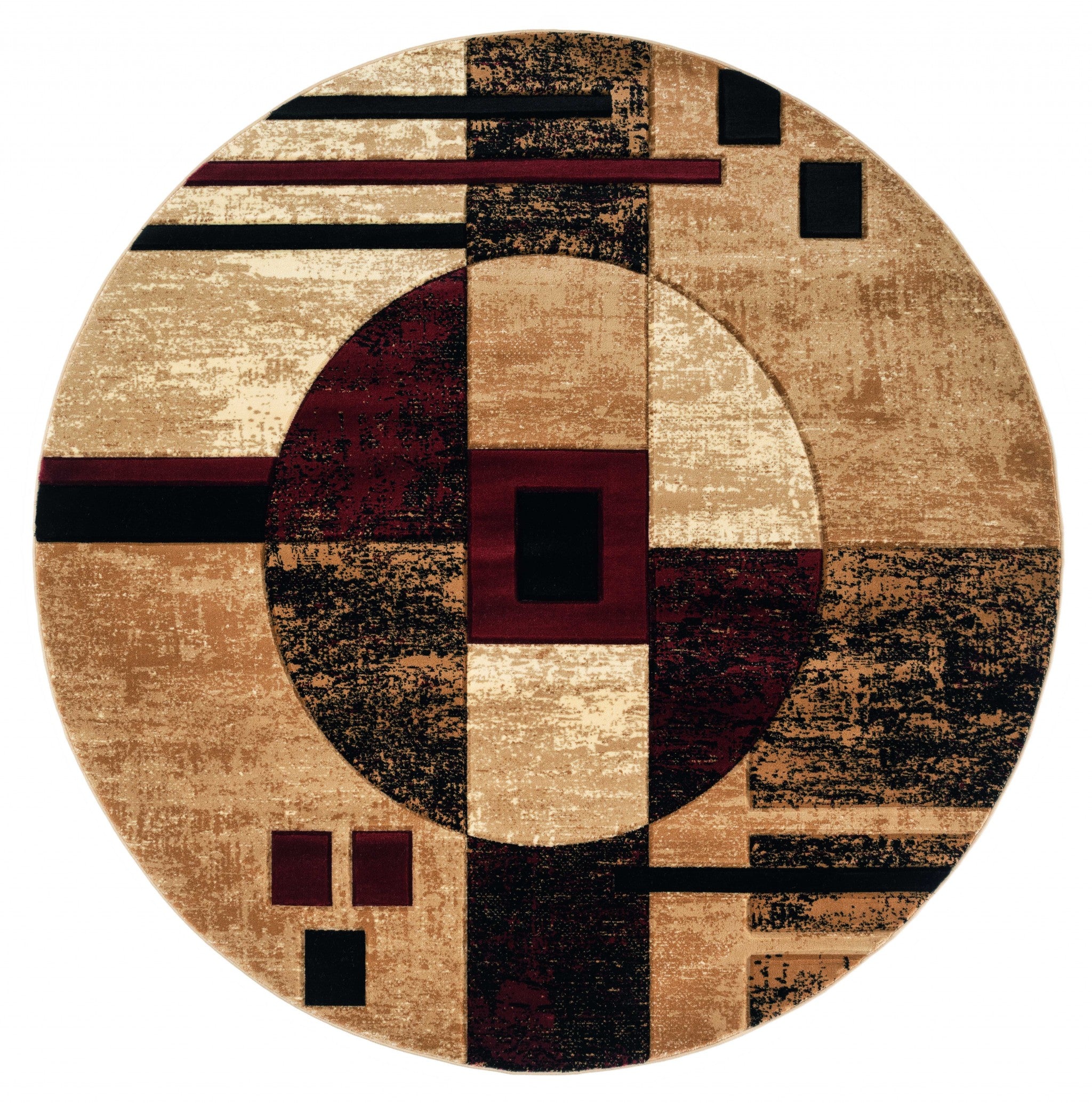 22" x 32" Burgundy Olefin / Polypropylene Round Rug