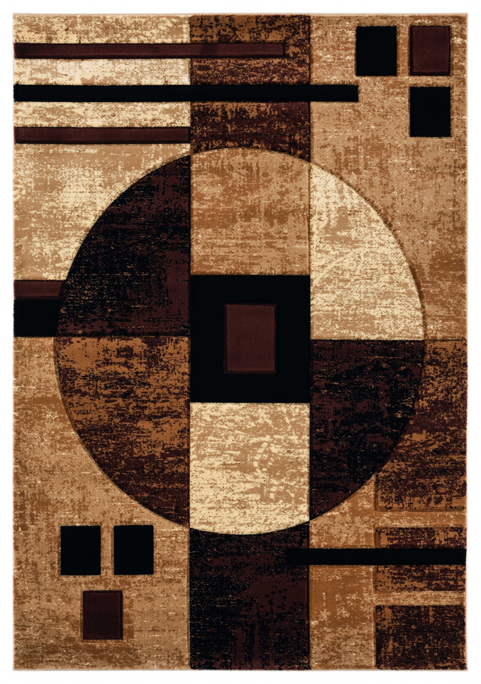63" x 90" Brown Olefin / Polypropylene Area Rug
