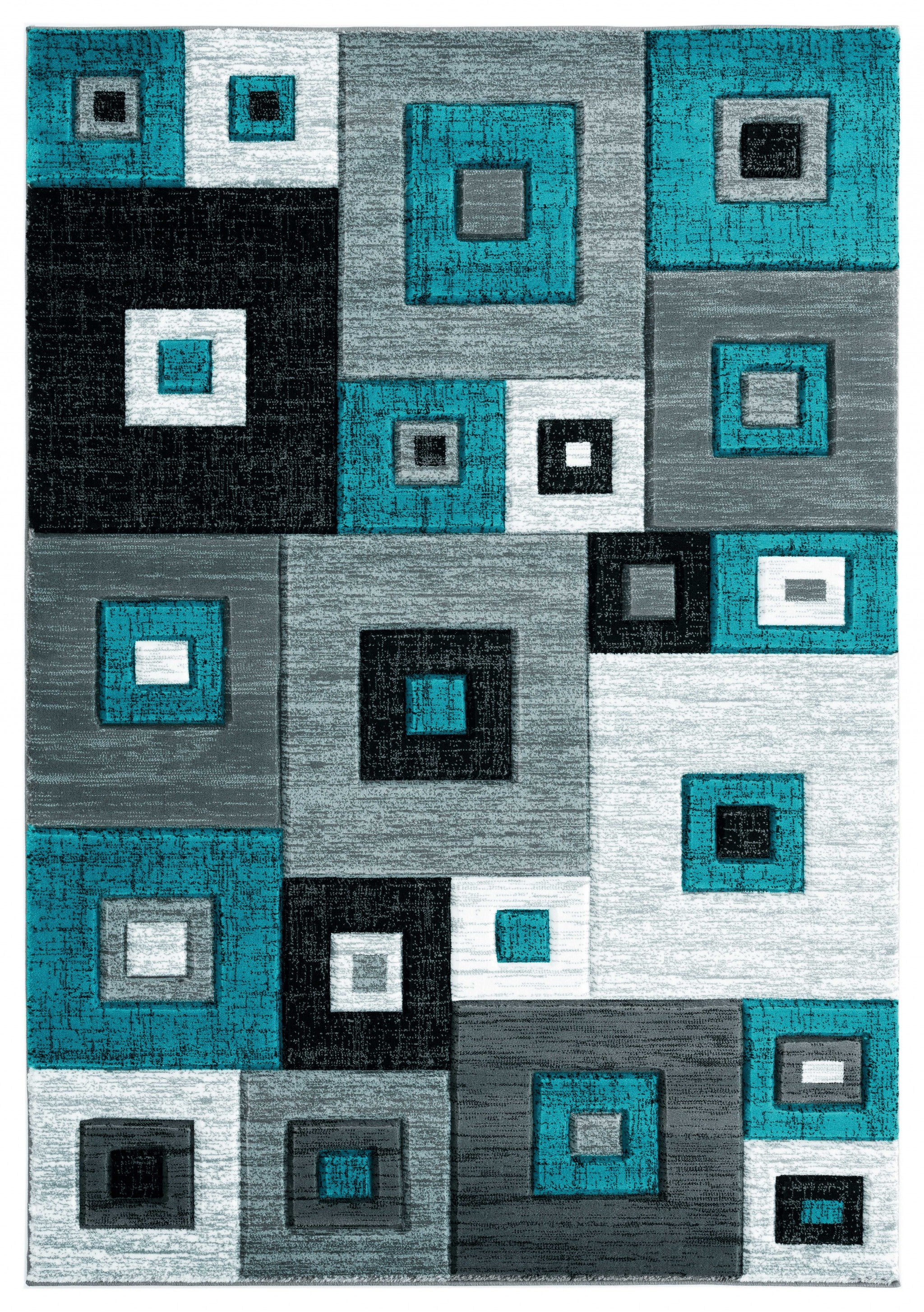 22" x 32" Turquoise Olefin / Polypropylene Accent Rug
