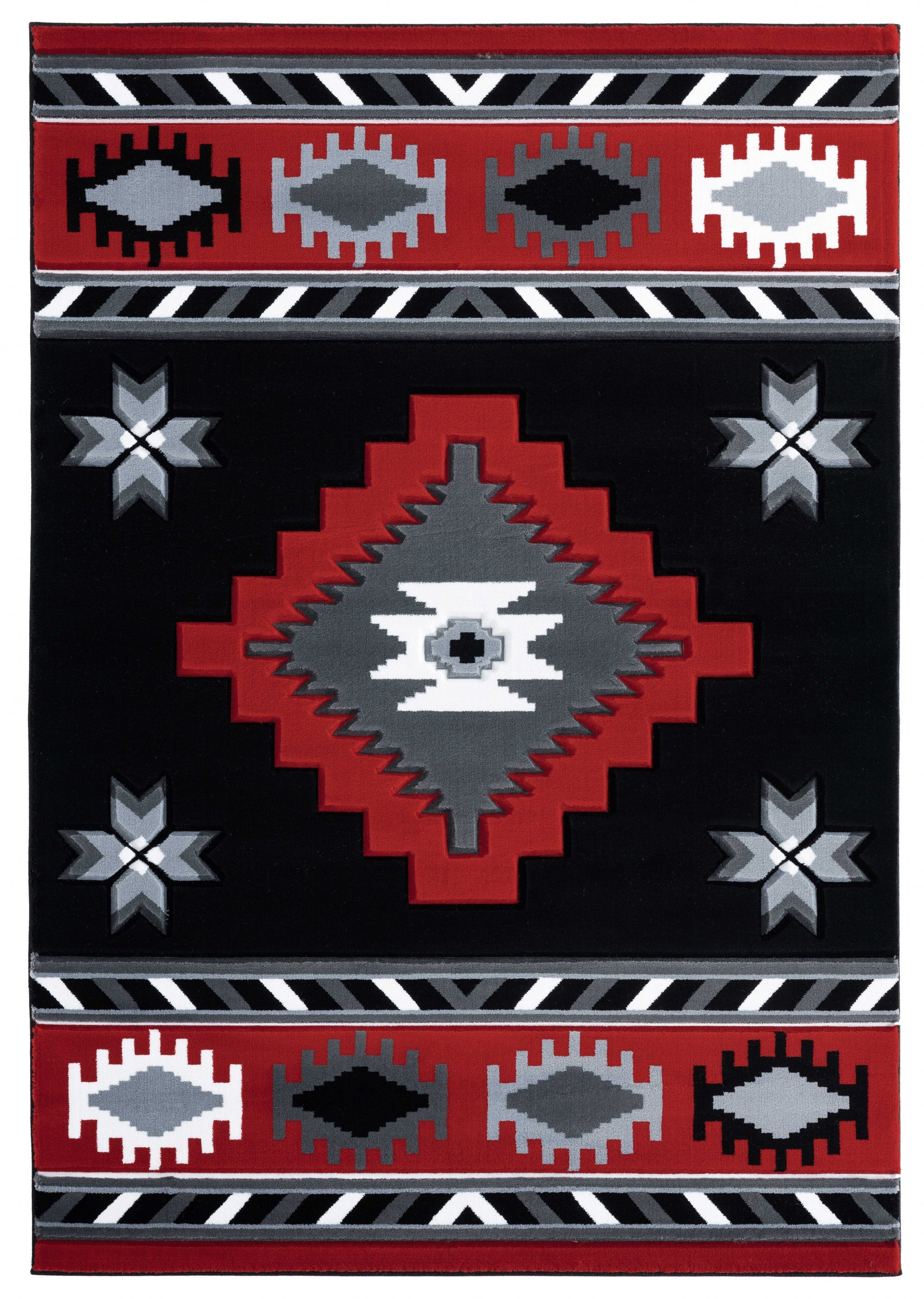 63" x 90" Red Olefin / Polypropylene Area Rug