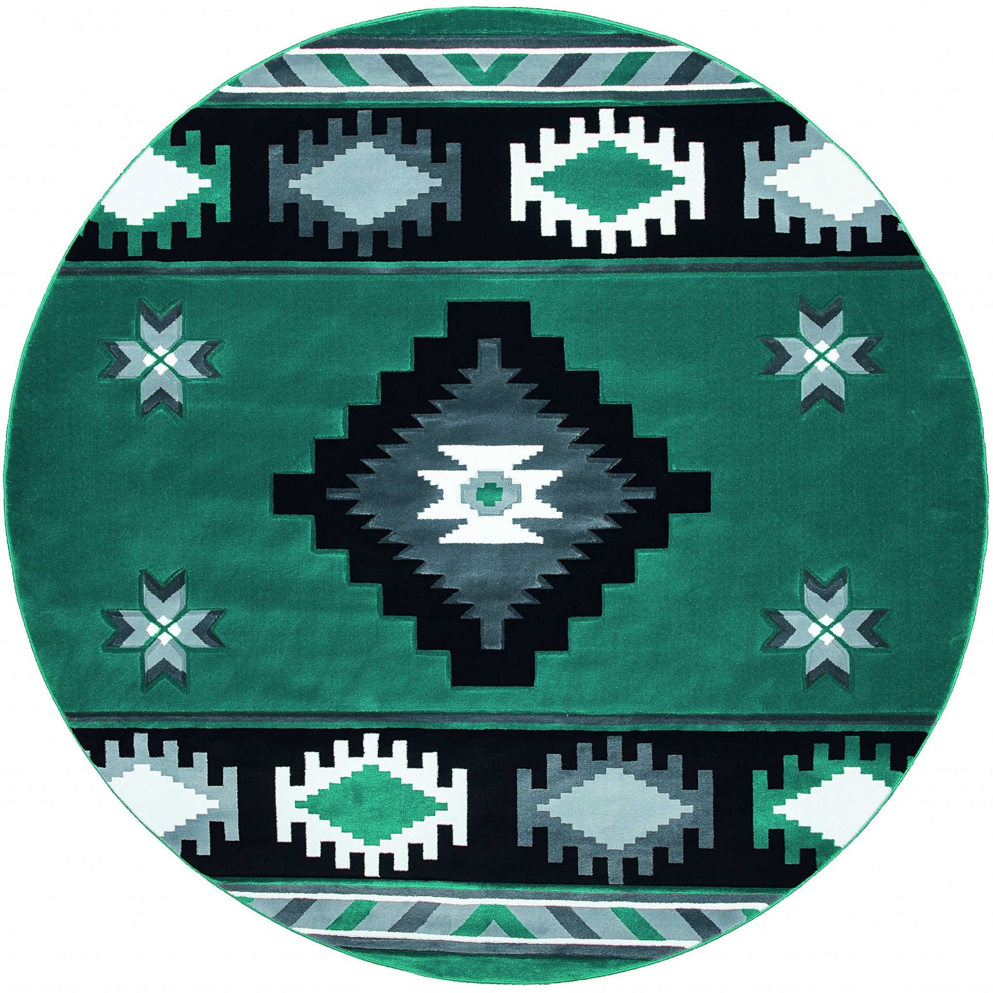 94" x 94" Turquoise Olefin / Polypropylene Round Rug