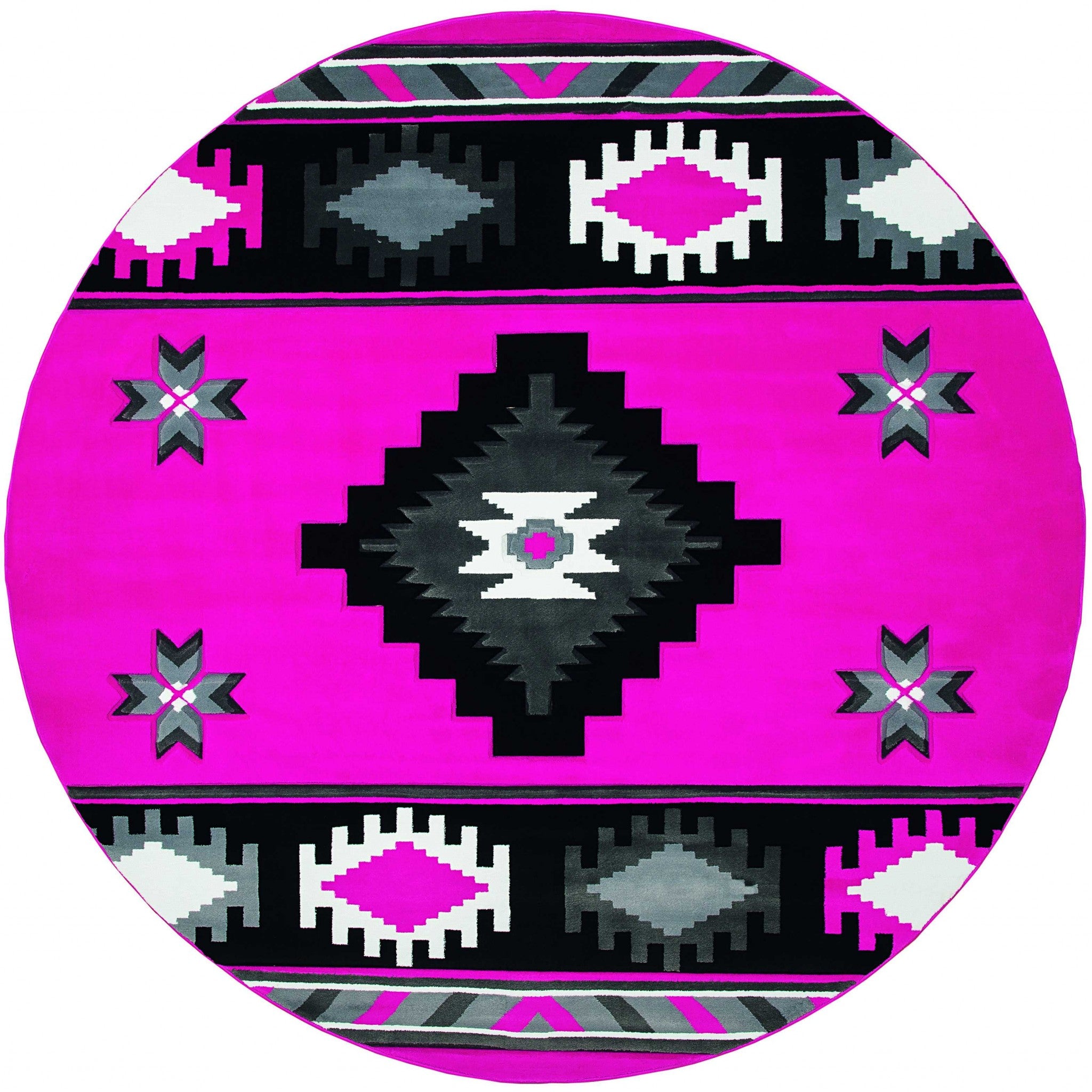 94" x 94" Pink Olefin / Polypropylene Round Rug