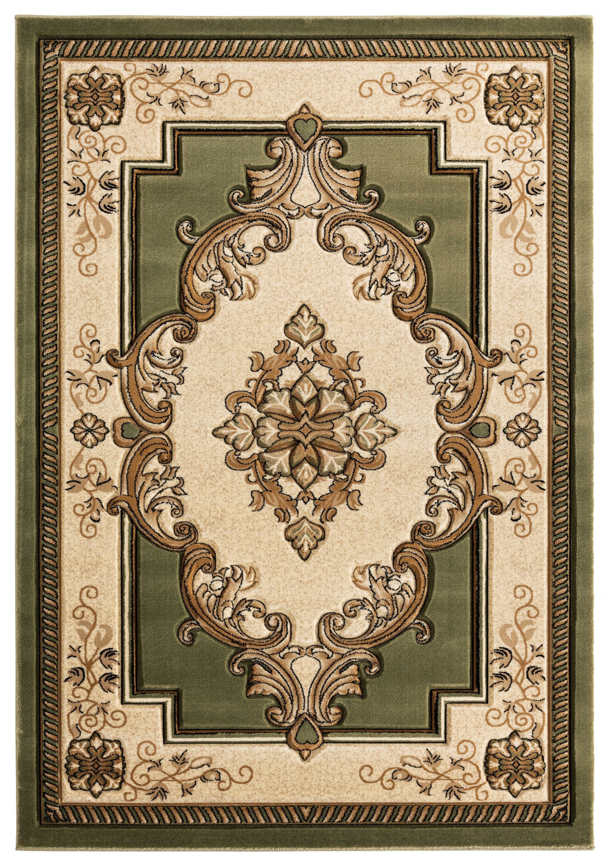 31" x 88" Green Olefin / Polypropylene Runner Rug