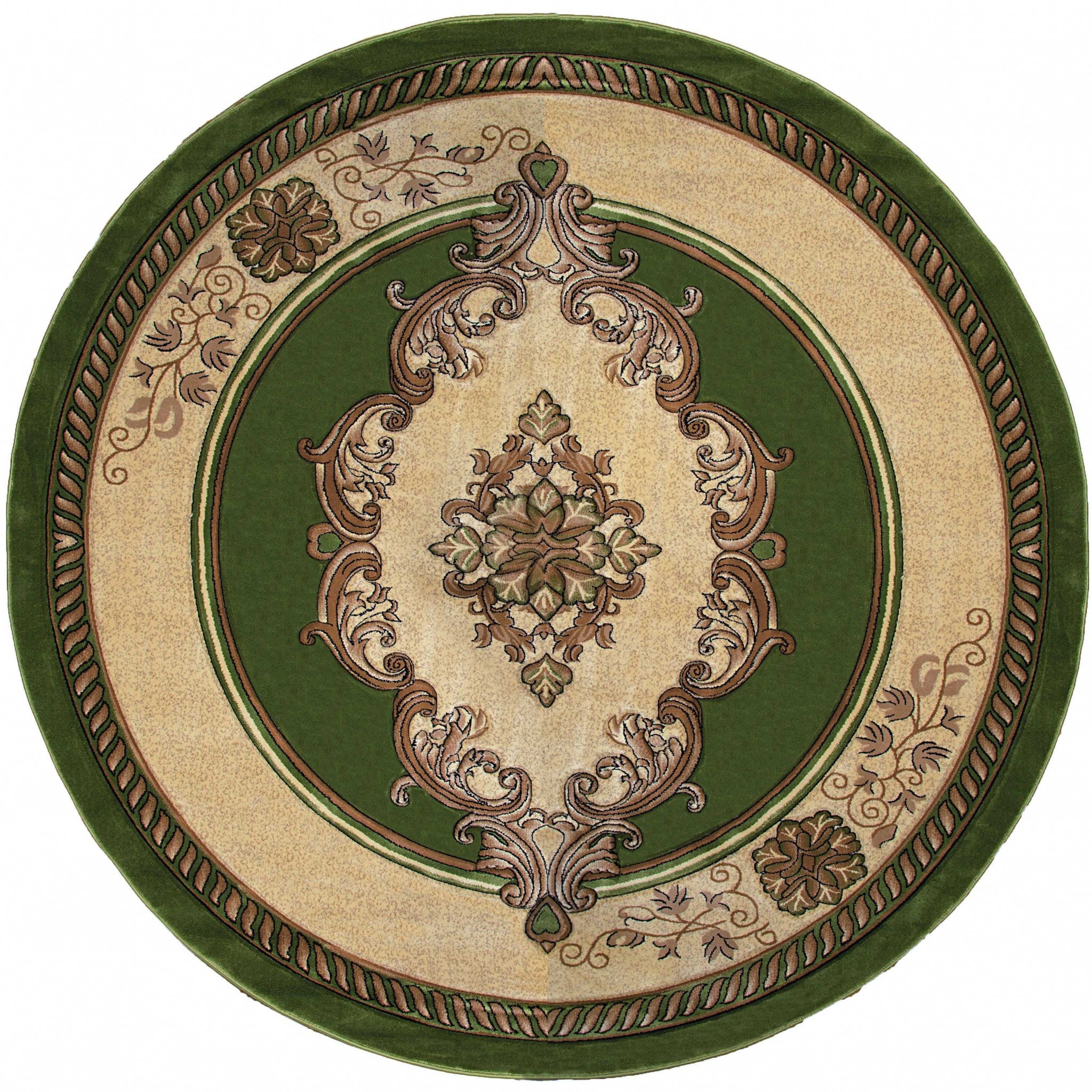 94" x 94" Green Olefin / Polypropylene Round Rug