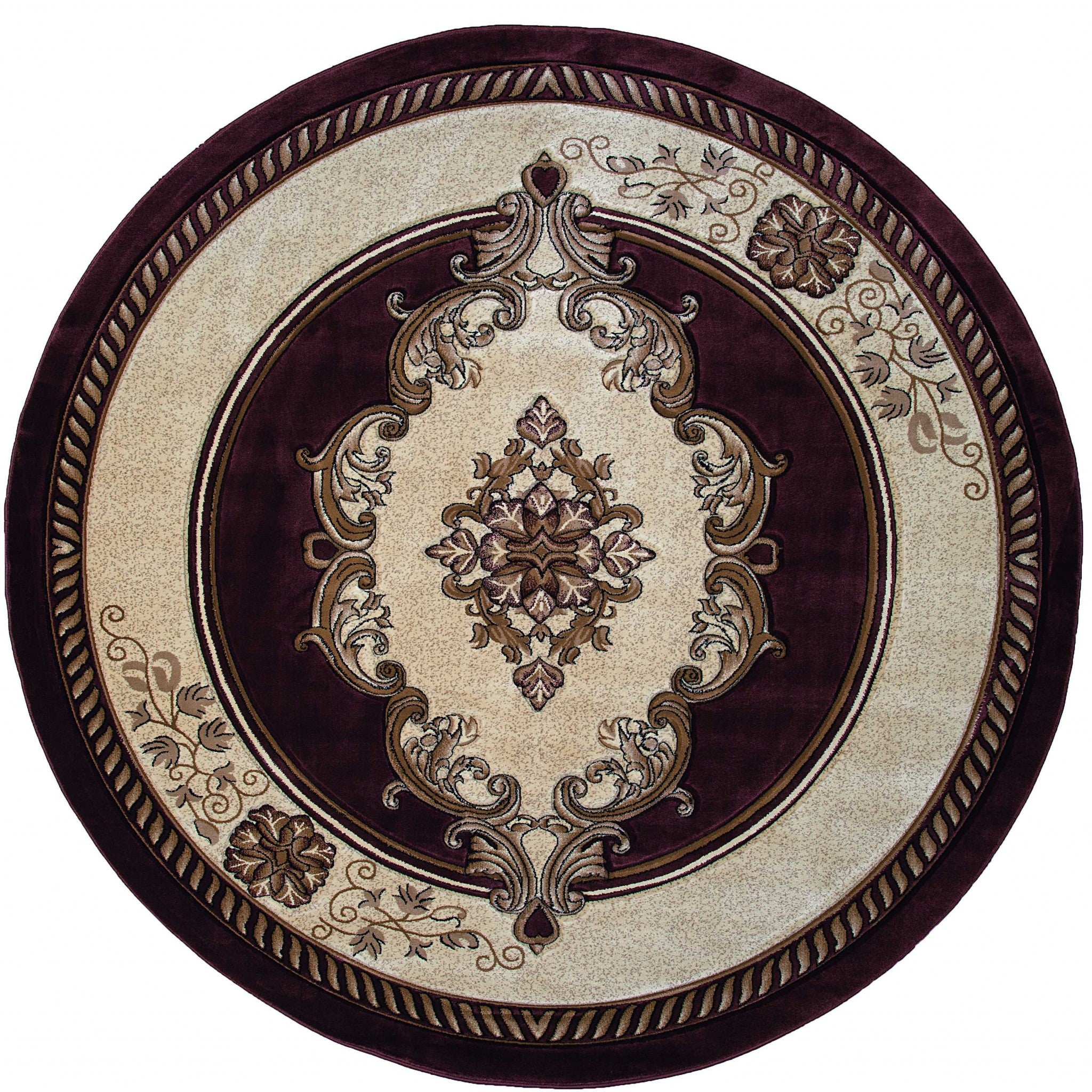 94" x 94" Chocolate Olefin / Polypropylene Round Rug