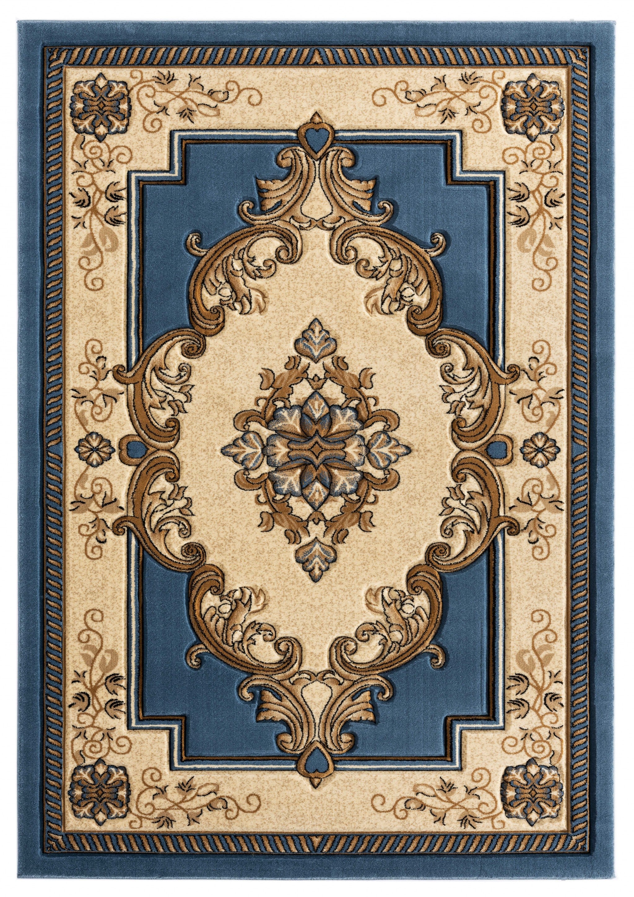 94" x 126" Blue Olefin / Polypropylene Area Rug