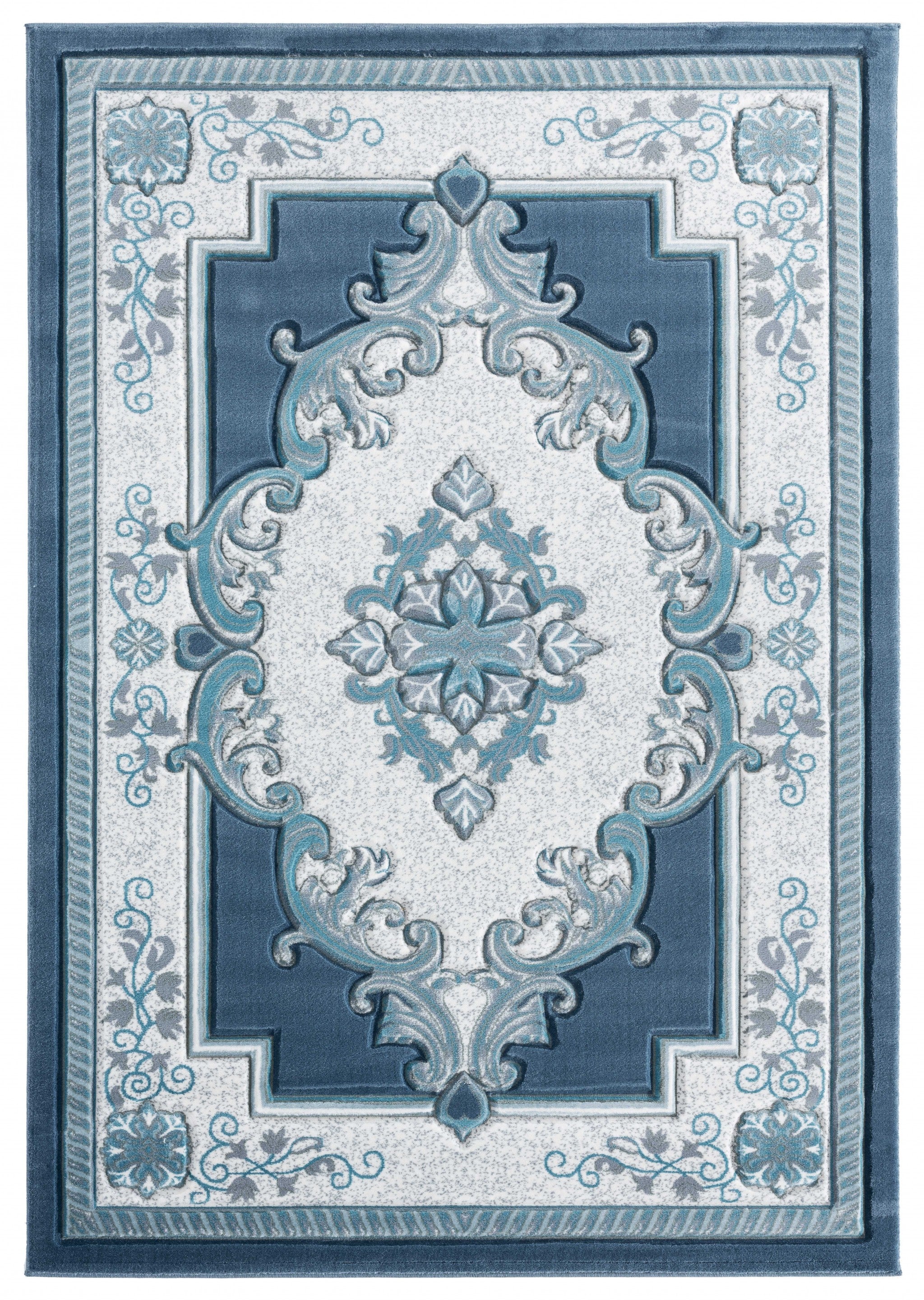 22" x 32" Aqua Olefin / Polypropylene Accent Rug