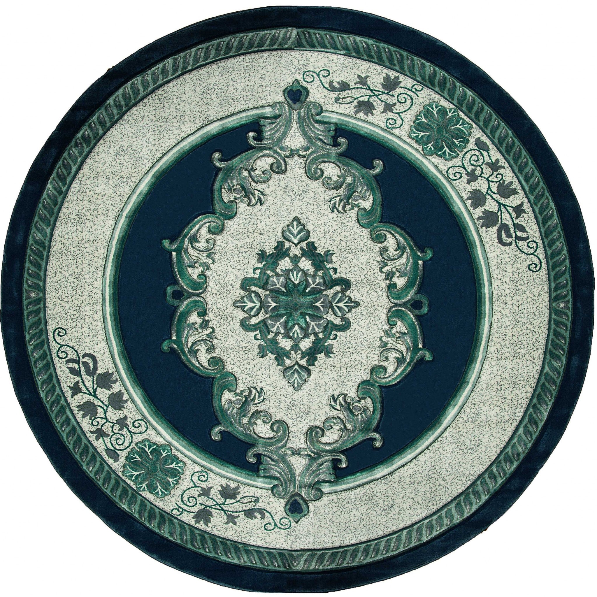 94" x 94" Aqua Olefin / Polypropylene Round Rug