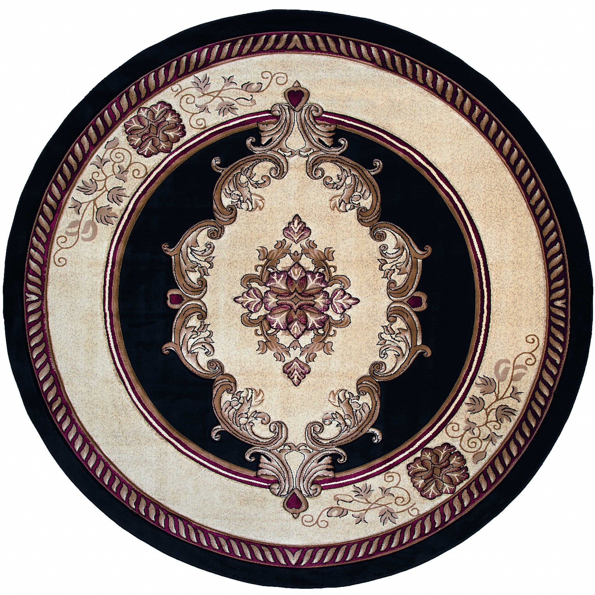 94" x 94" Black Olefin / Polypropylene Round Rug