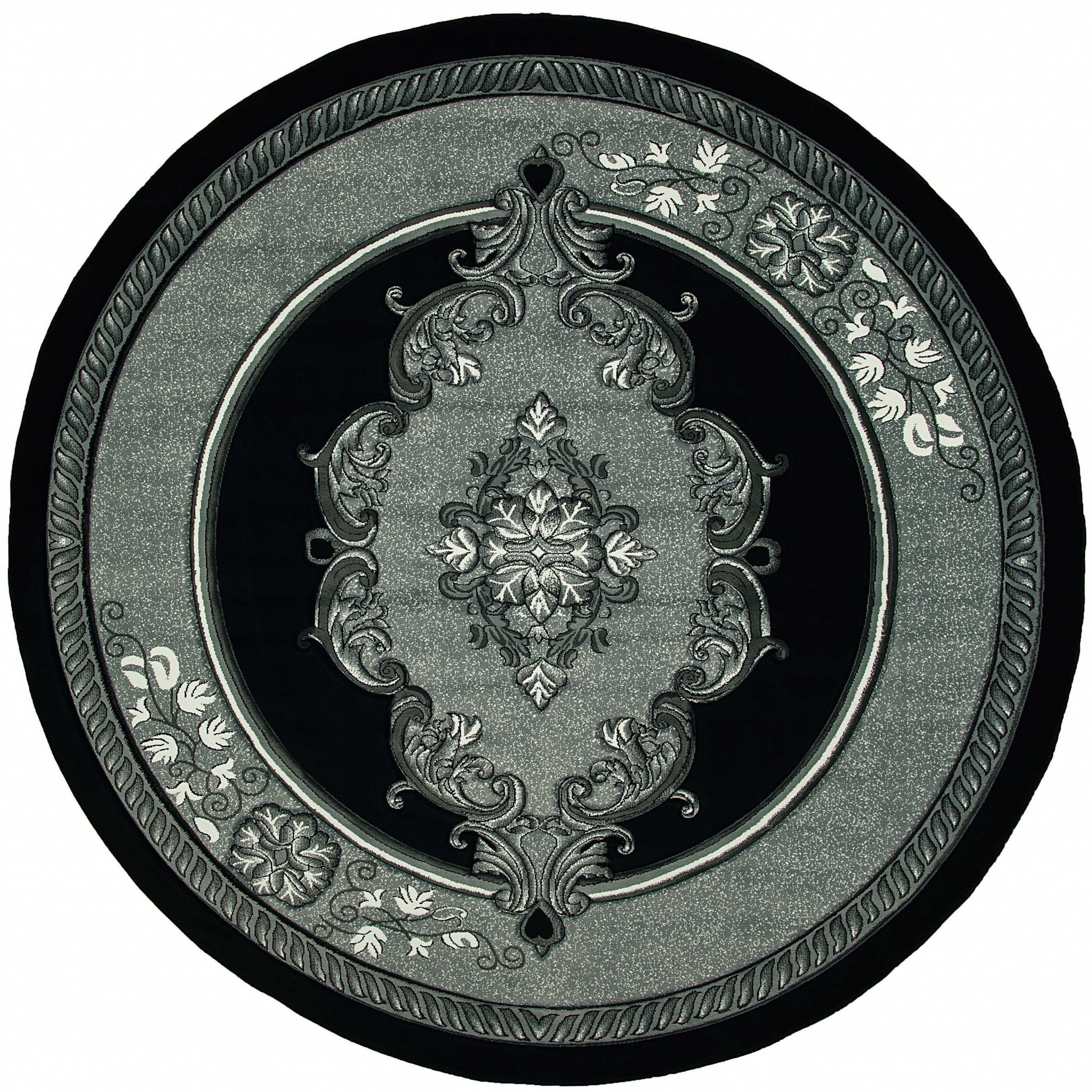 94" x 94" Silver Olefin / Polypropylene Round Rug