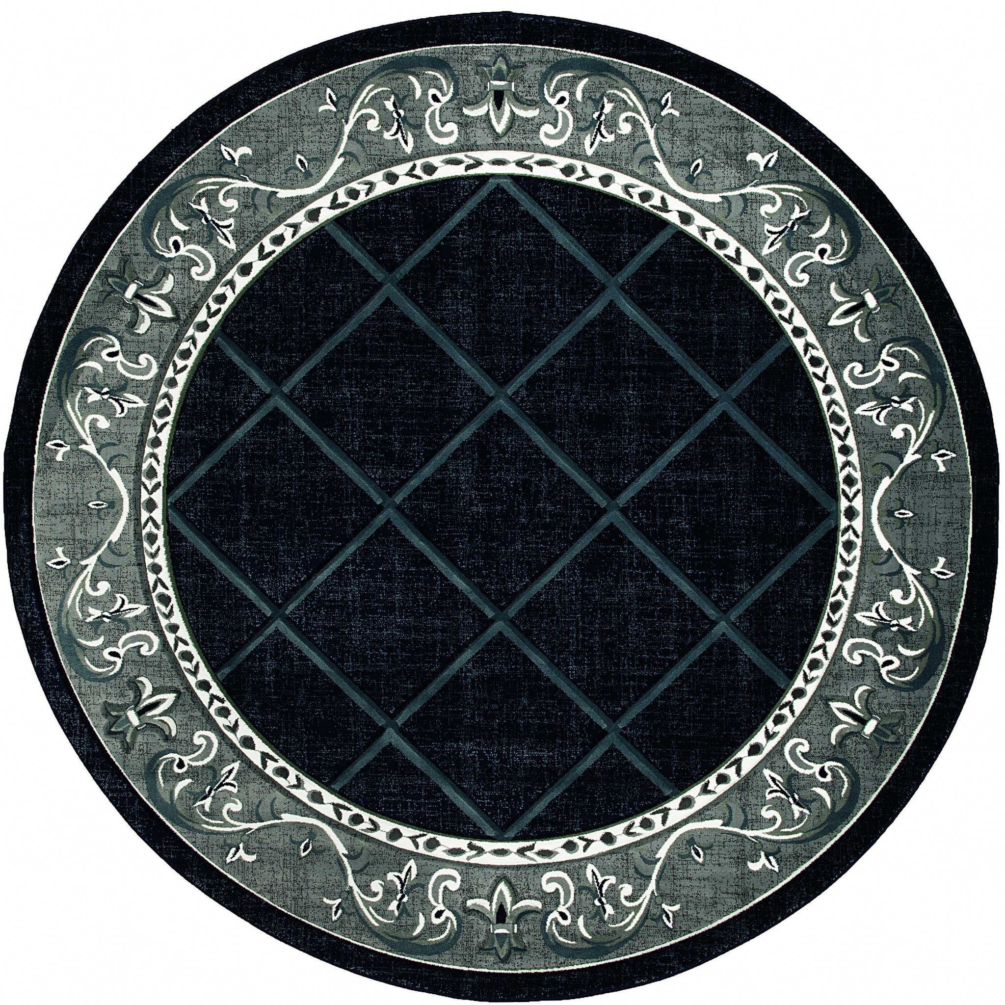 94" x 94" Navy Olefin / Polypropylene Round Rug