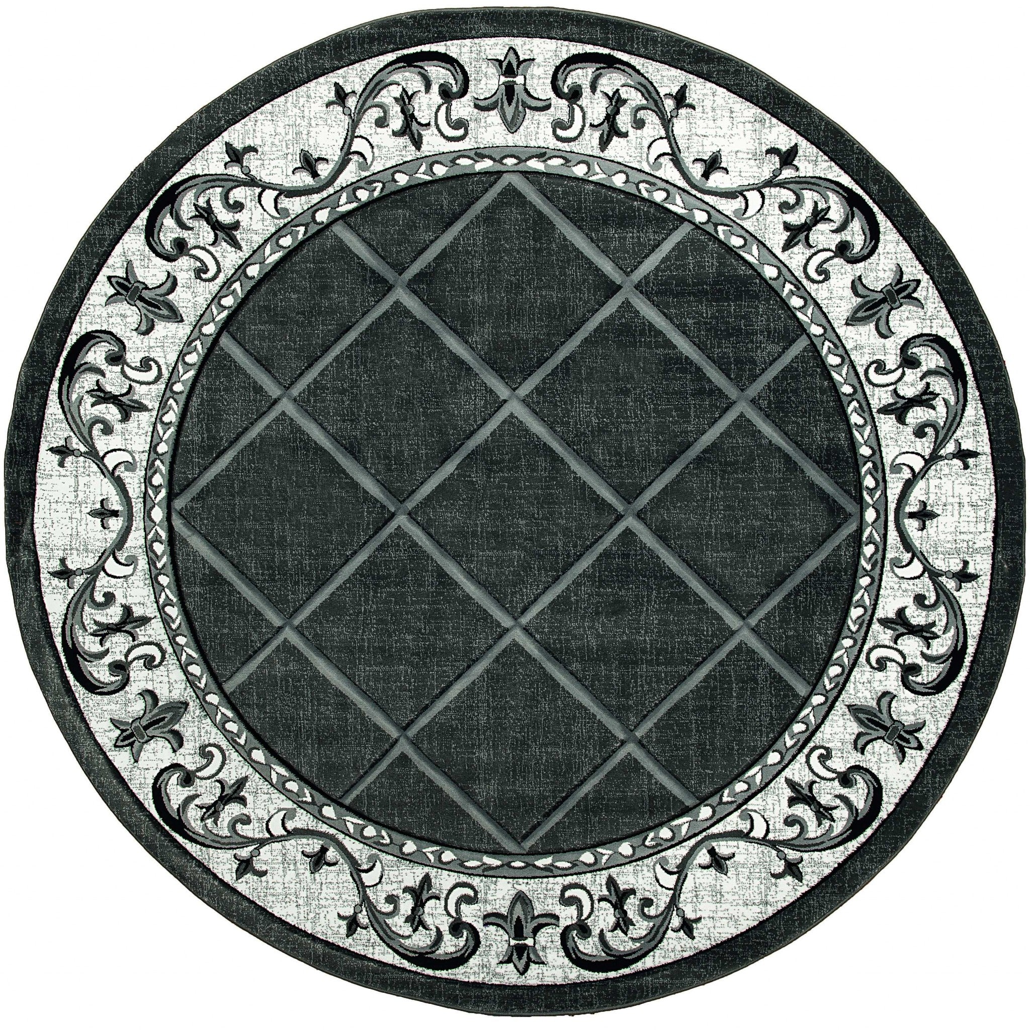 94" x 94" Grey Olefin / Polypropylene Round Rug