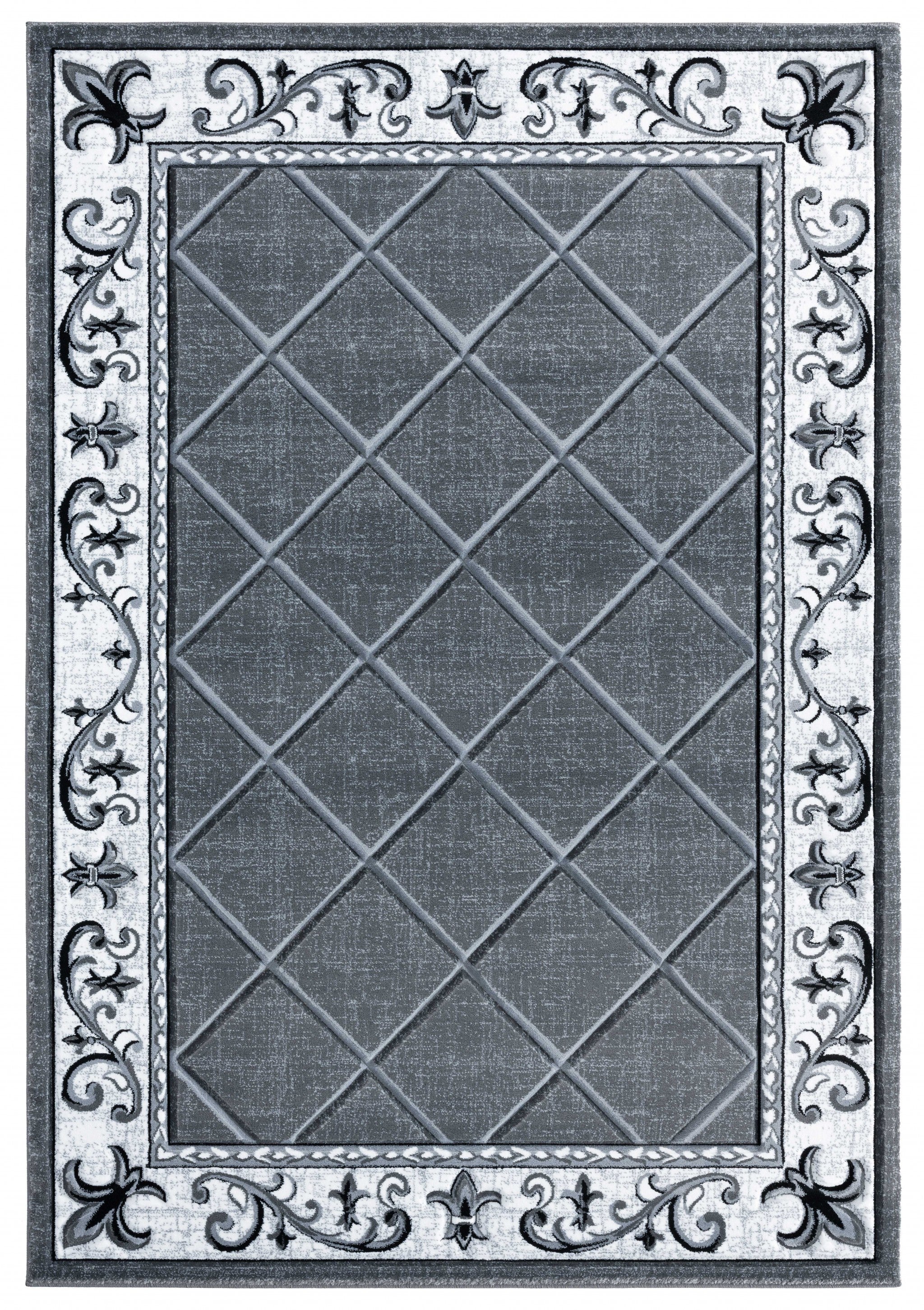 94" x 126" Grey Olefin / Polypropylene Area Rug