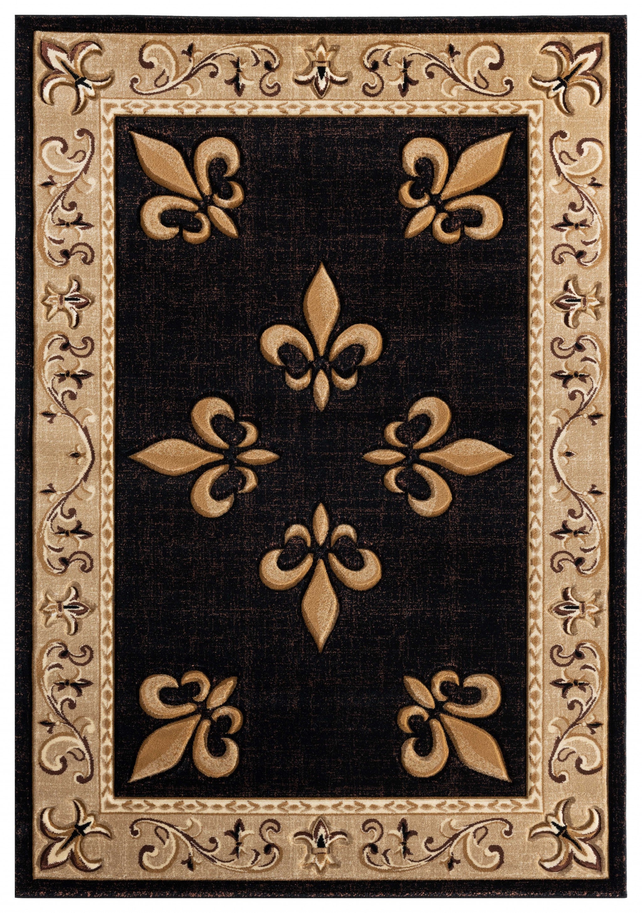 63" x 90" Beige Olefin / Polypropylene Area Rug