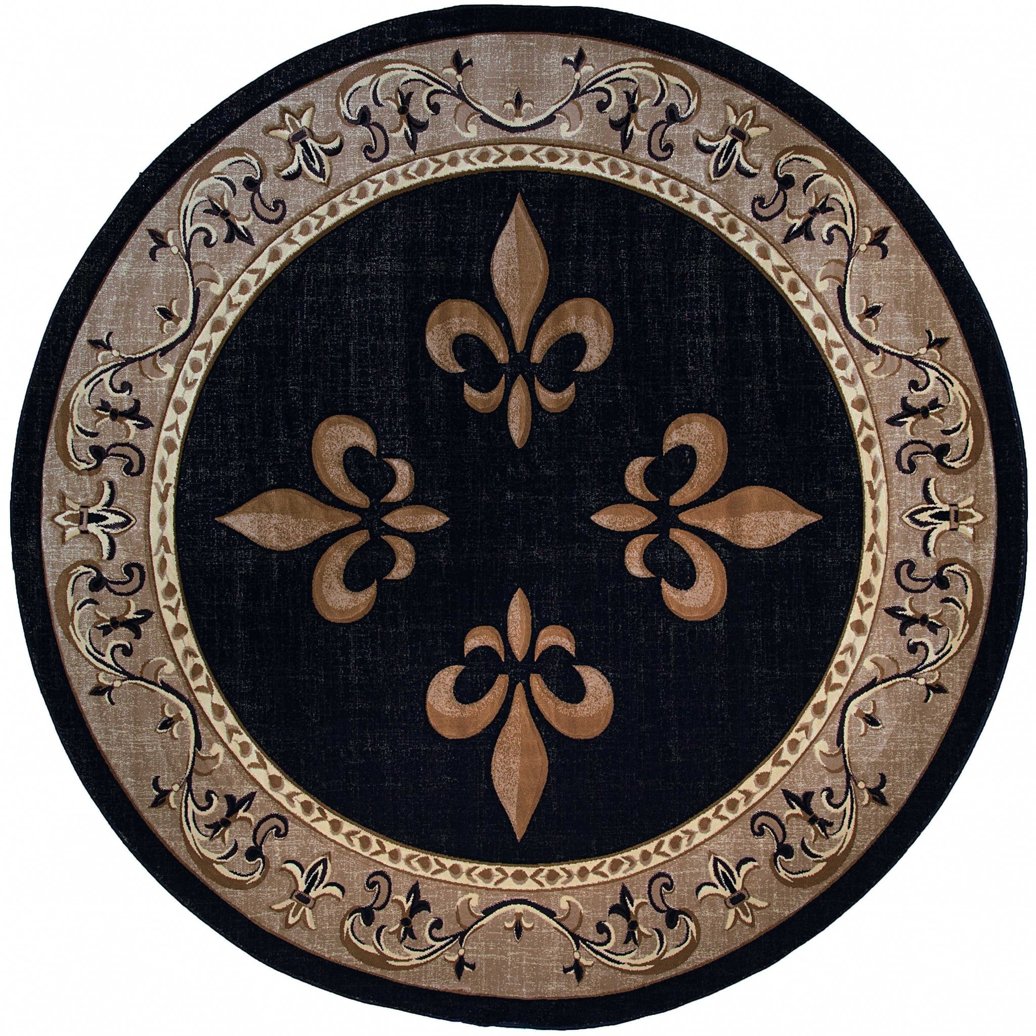94" x 94" Beige Olefin / Polypropylene Round Rug