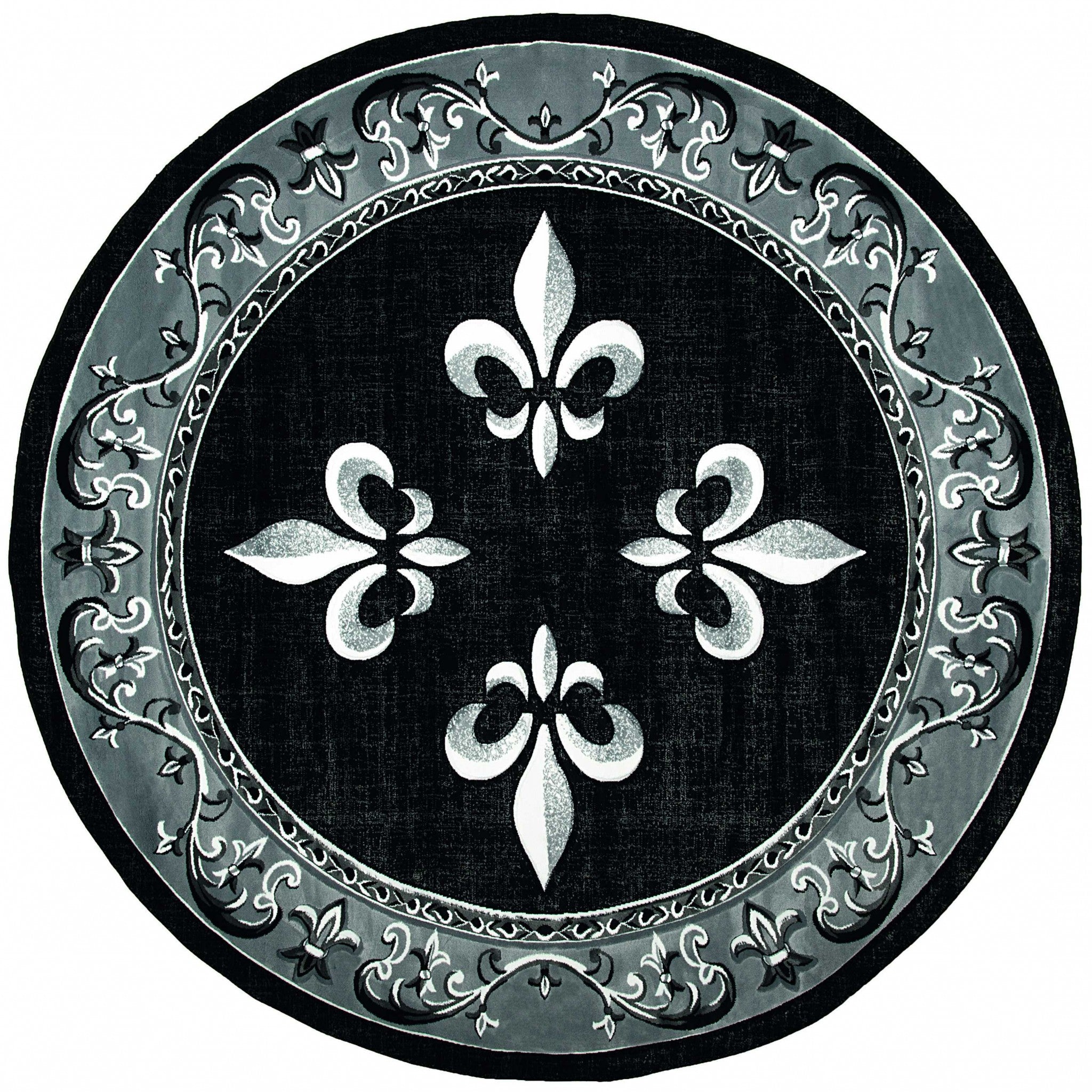 94" x 94" Black Olefin / Polypropylene Round Rug
