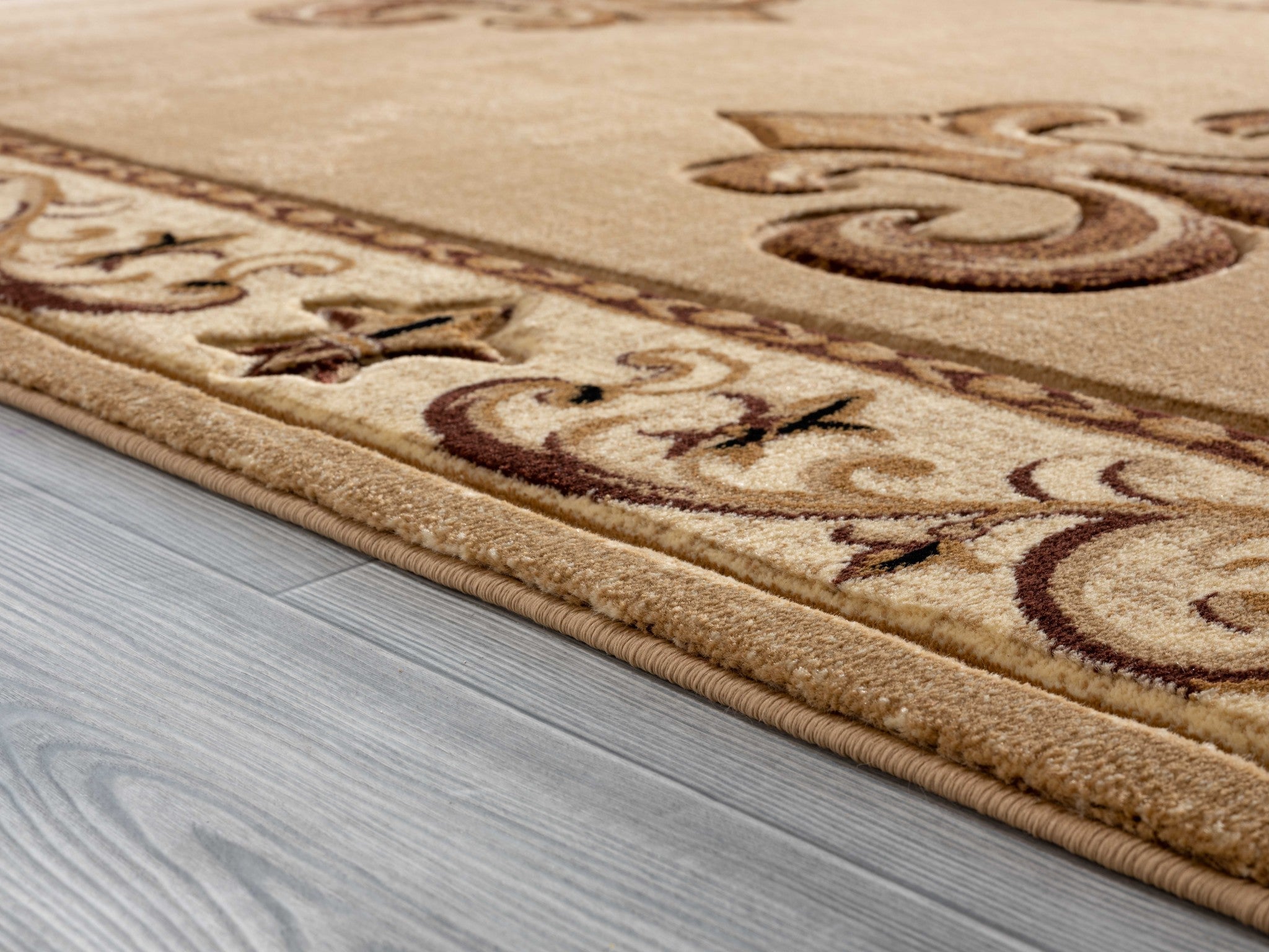 63" x 90" Beige Olefin / Polypropylene Area Rug