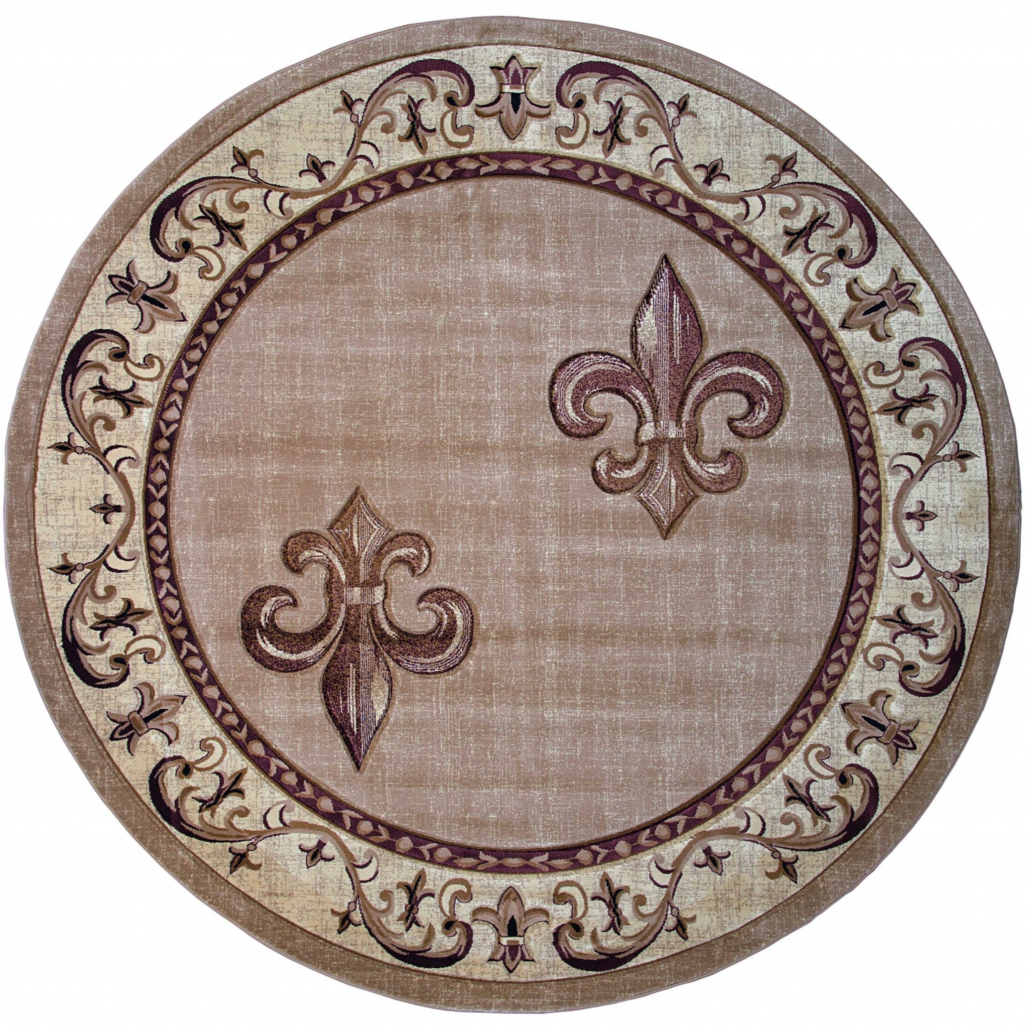 94" x 94" Beige Olefin / Polypropylene Round Rug