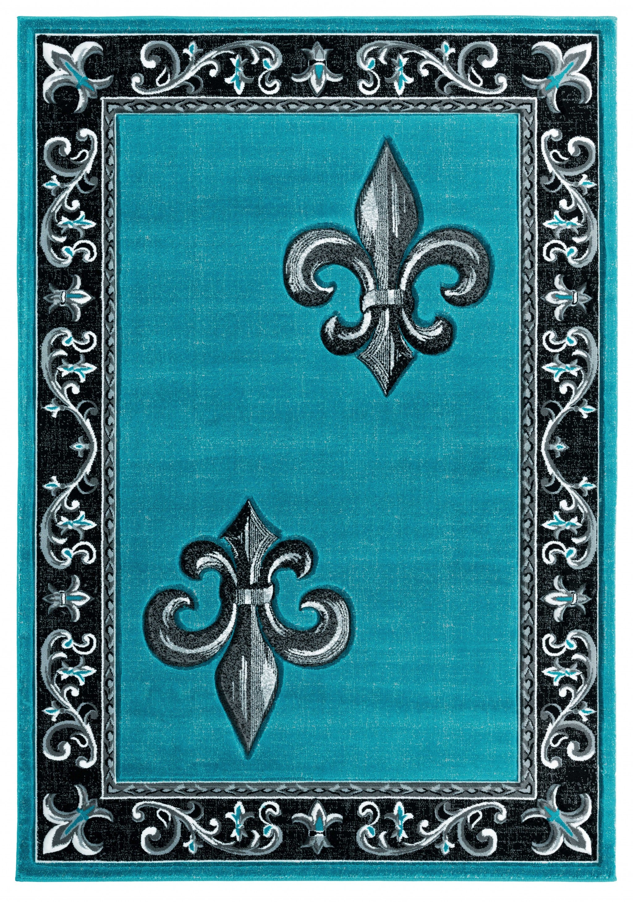31" x 50" Turquoise Olefin / Polypropylene MatRug