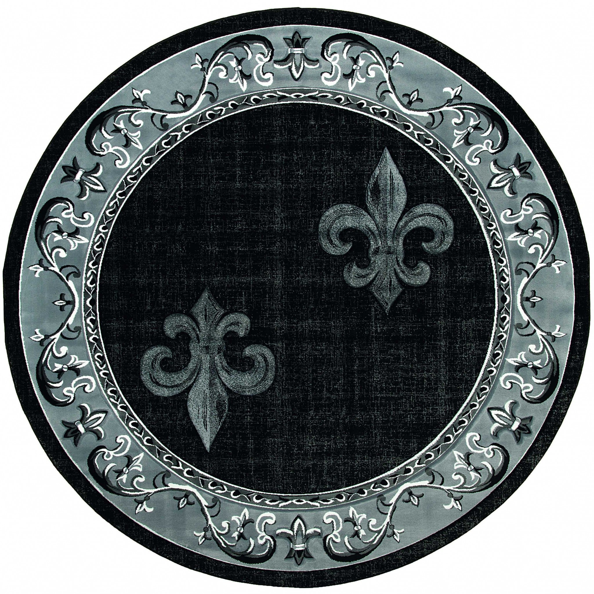 94" x 94" Grey Olefin / Polypropylene Round Rug