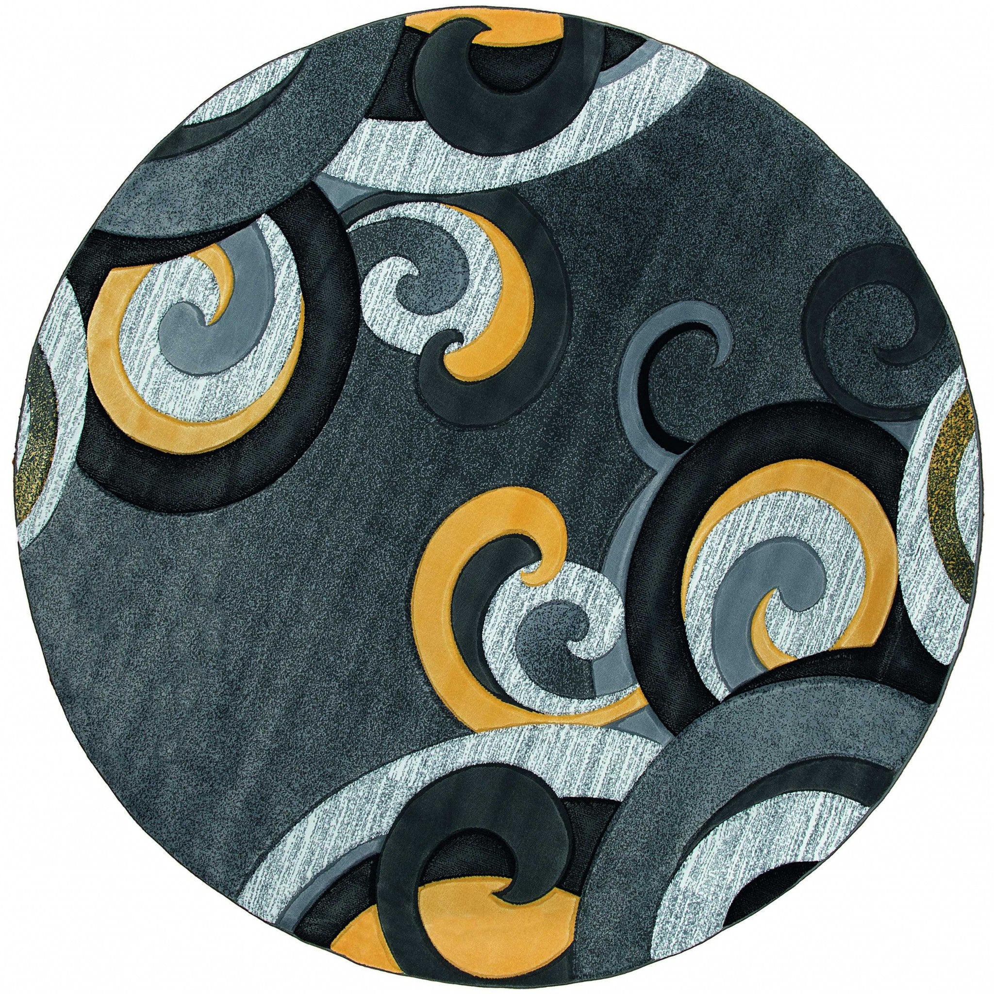 94" x 94" Yellow Olefin / Polypropylene Round Rug