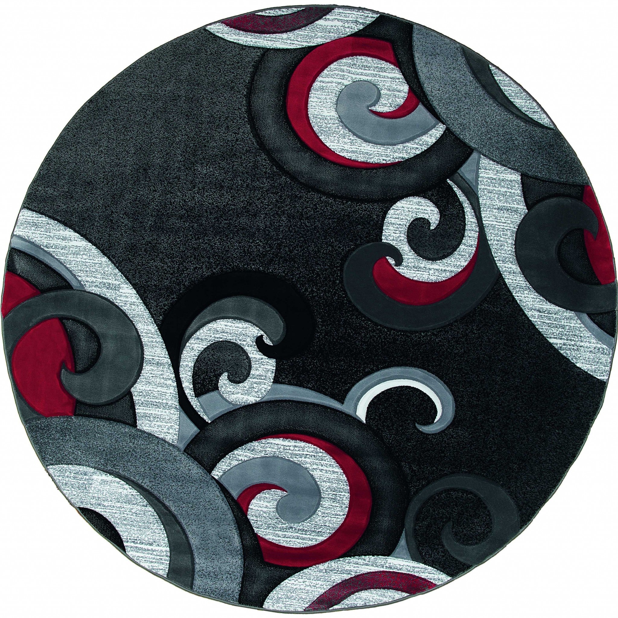 94" x 94" Red Olefin / Polypropylene Round Rug