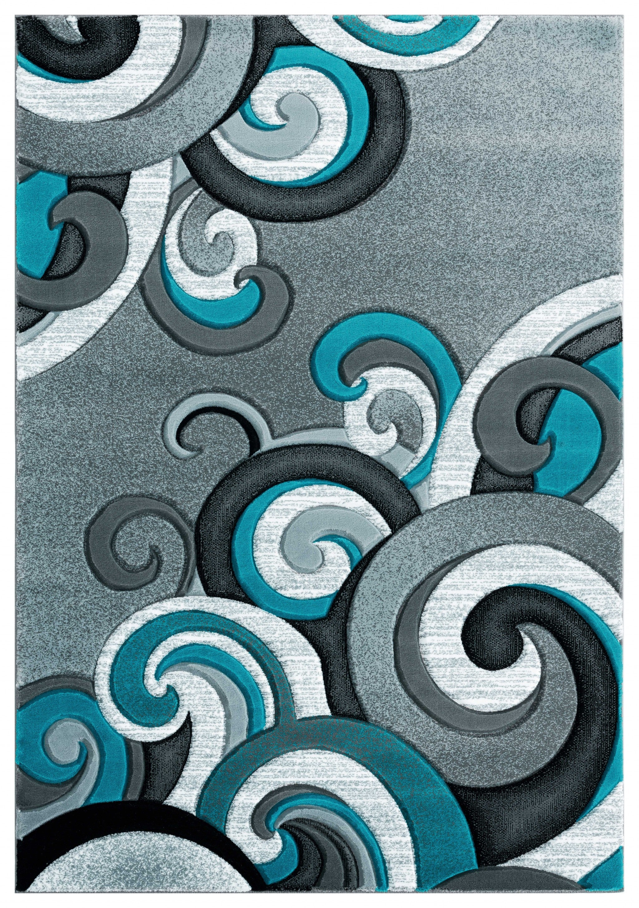 31" x 88" Turquoise Olefin / Polypropylene Runner Rug
