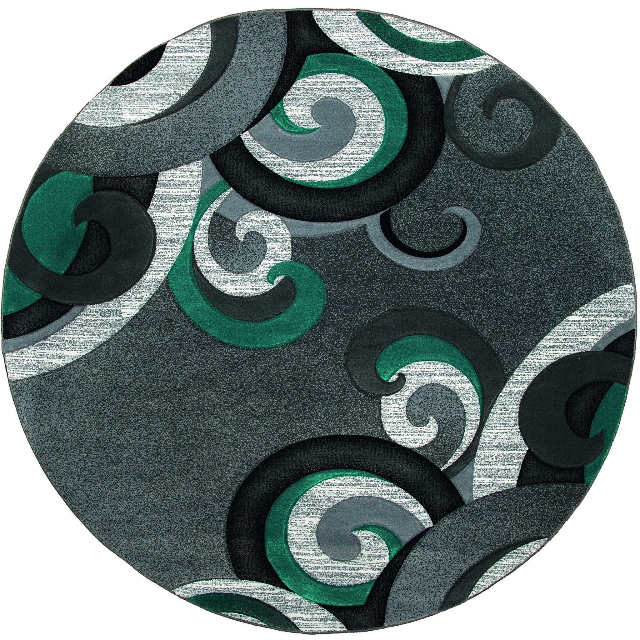 94" x 94" Turquoise Olefin / Polypropylene Round Rug
