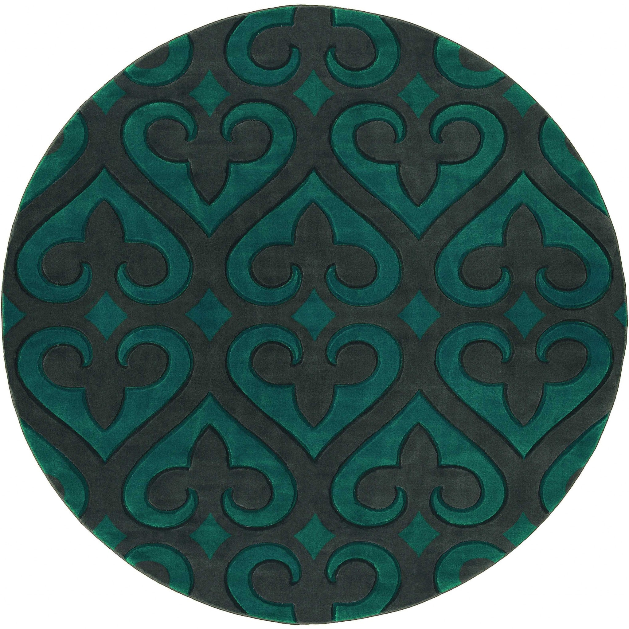 94" x 94" Turquoise Olefin / Polypropylene Round Rug