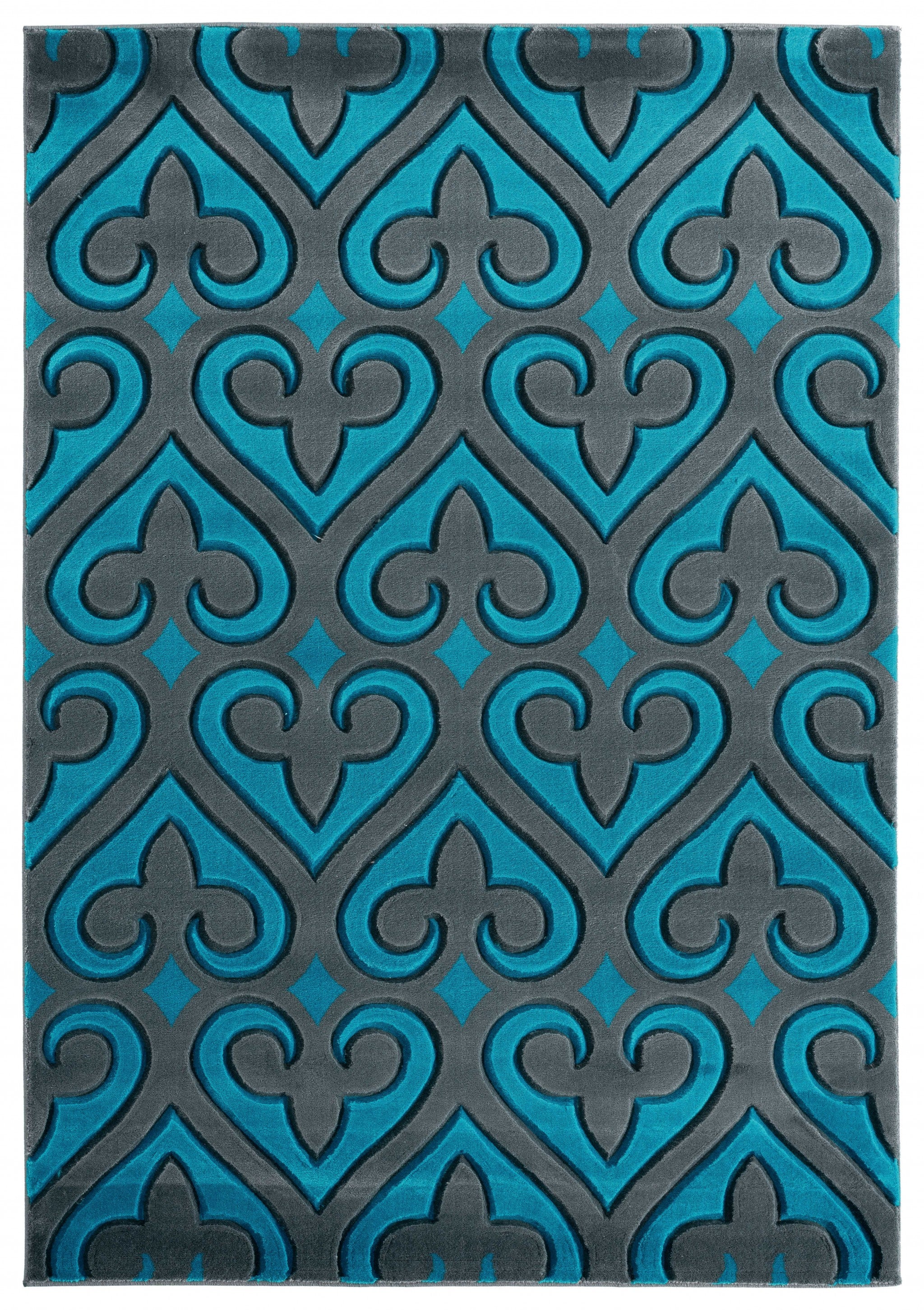 94" x 126" Turquoise Olefin / Polypropylene Area Rug