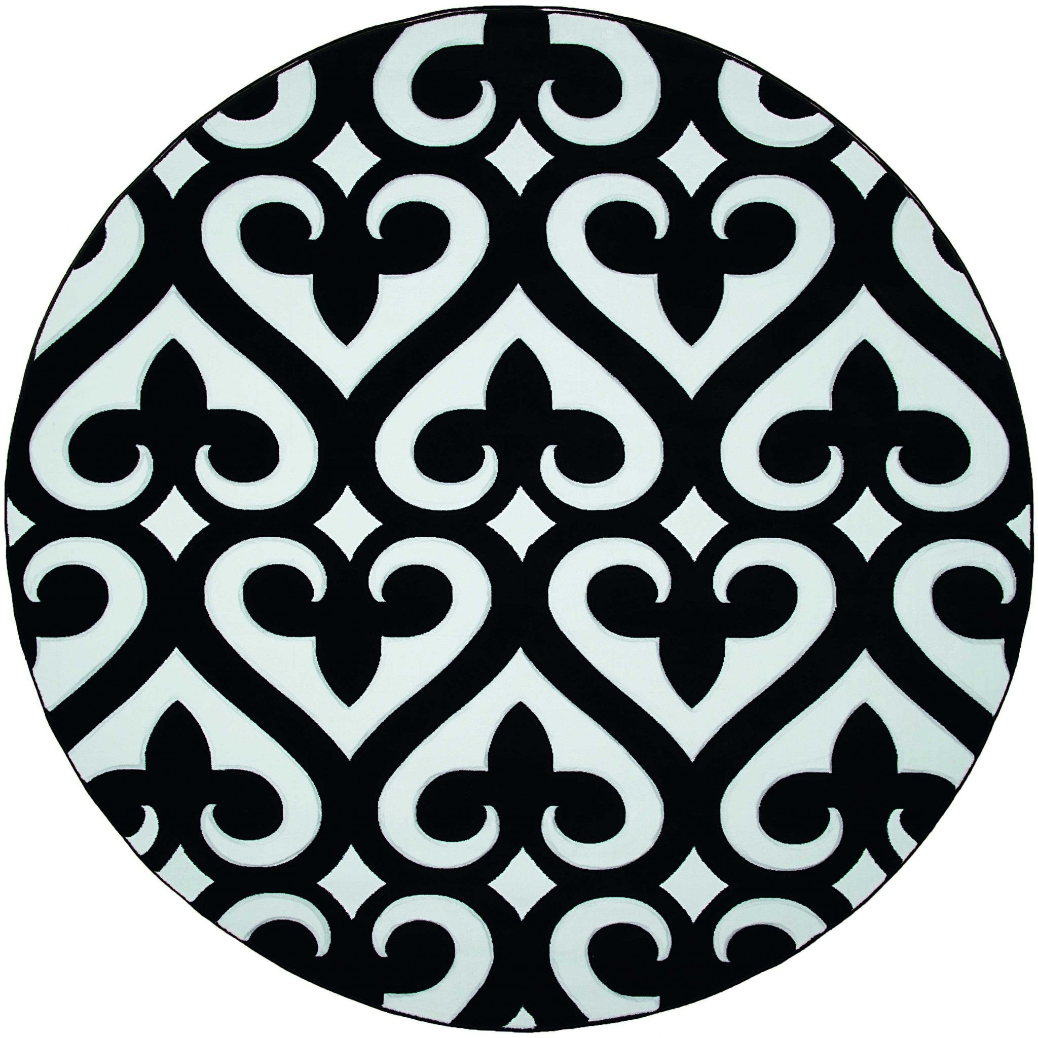 94" x 94" Black Olefin / Polypropylene Round Rug