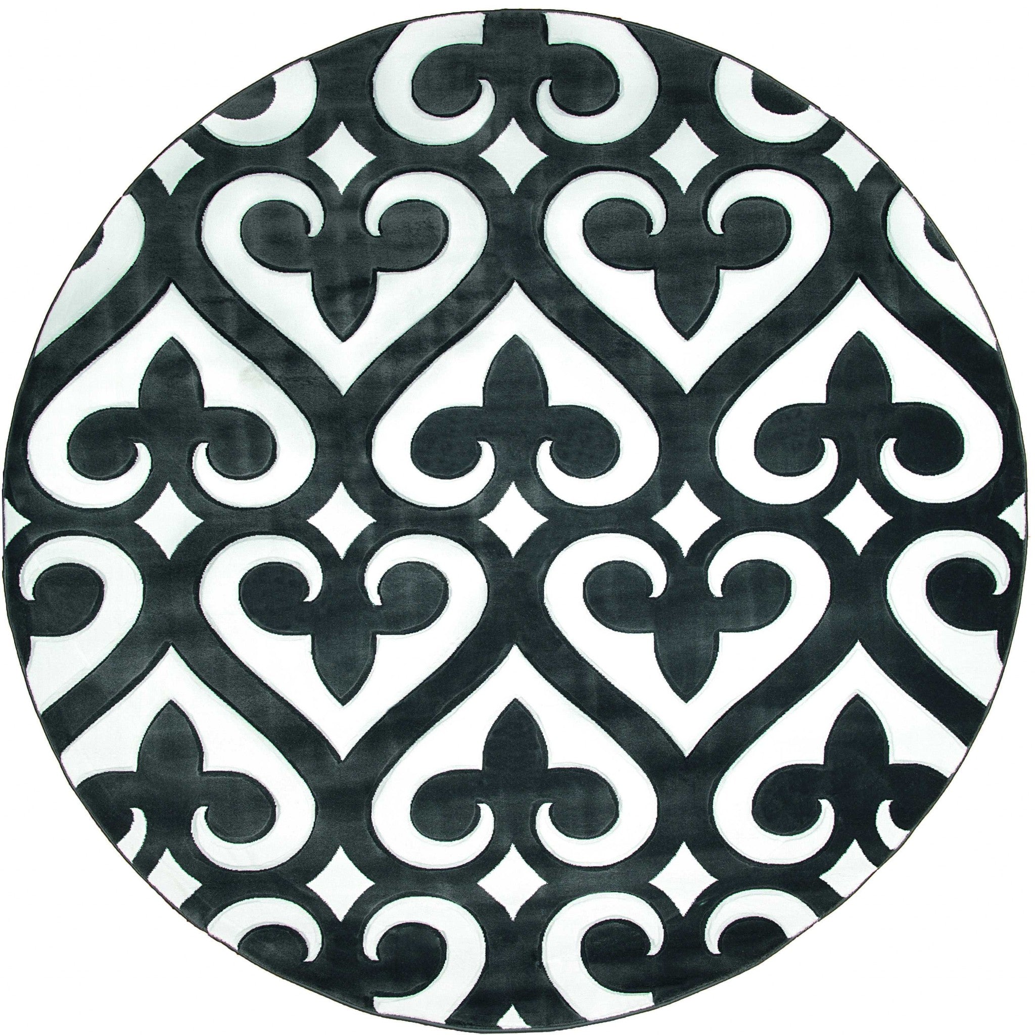94" x 94" Grey Olefin / Polypropylene Round Rug