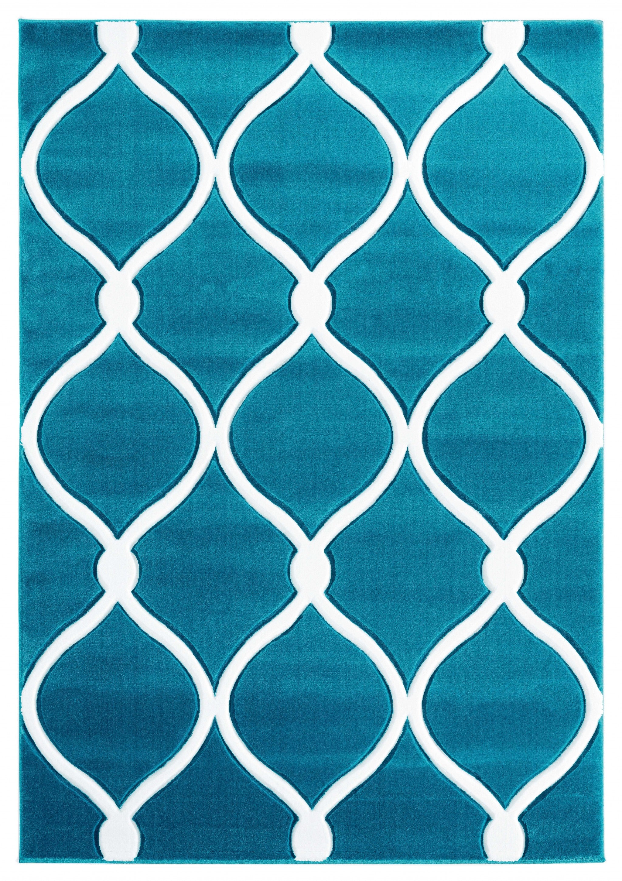 31" x 50" Turquoise Olefin / Polypropylene Mat Rug