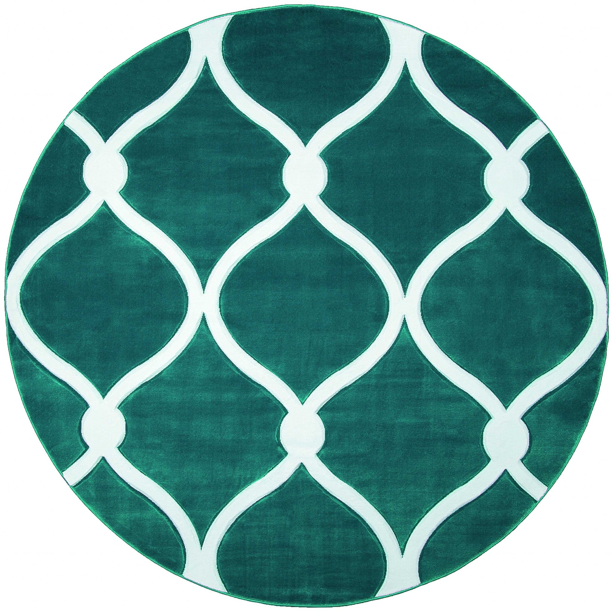 94" x 94" Turquoise Olefin / Polypropylene Round Rug