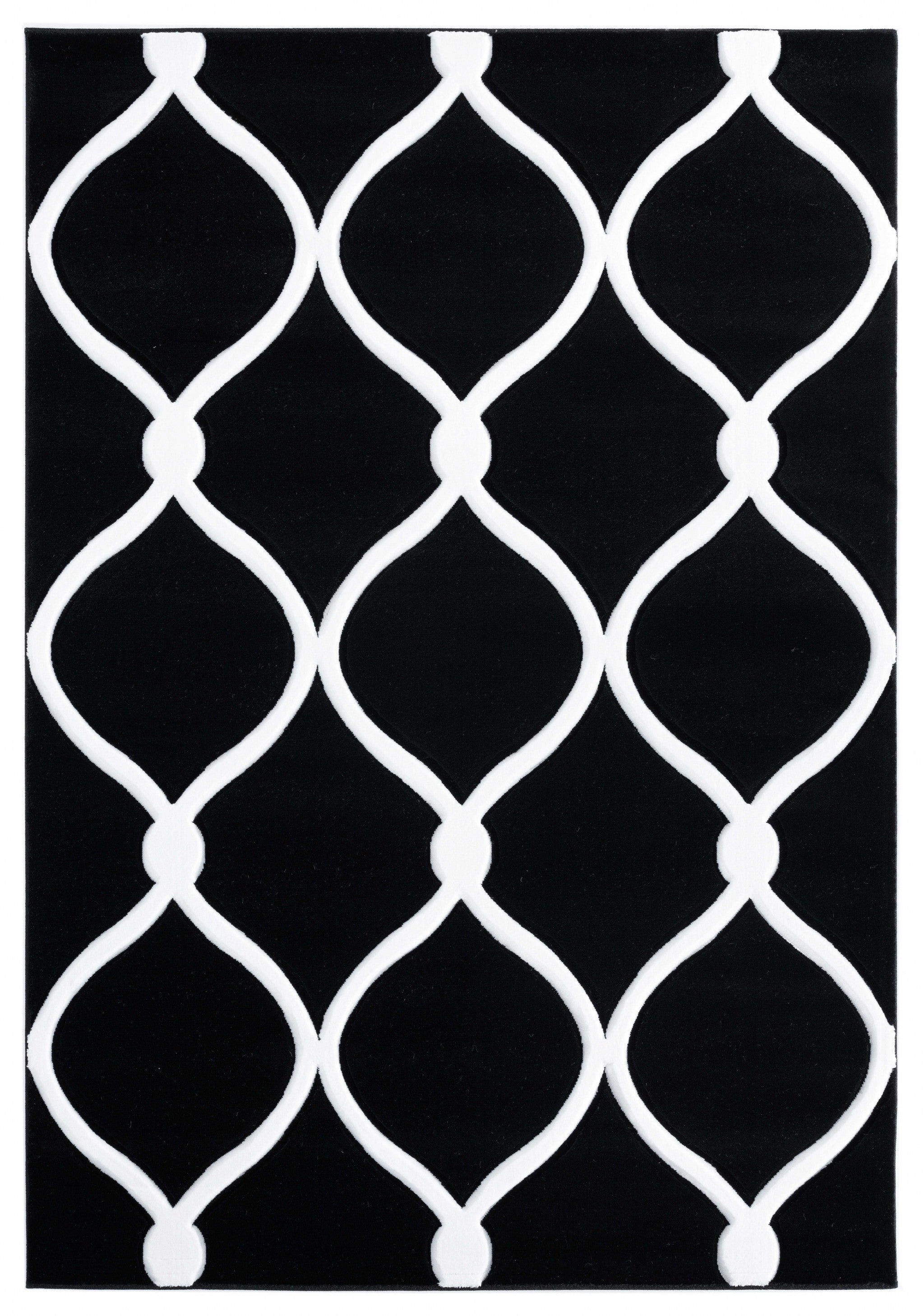 63" x 90" Black Olefin / Polypropylene Area Rug