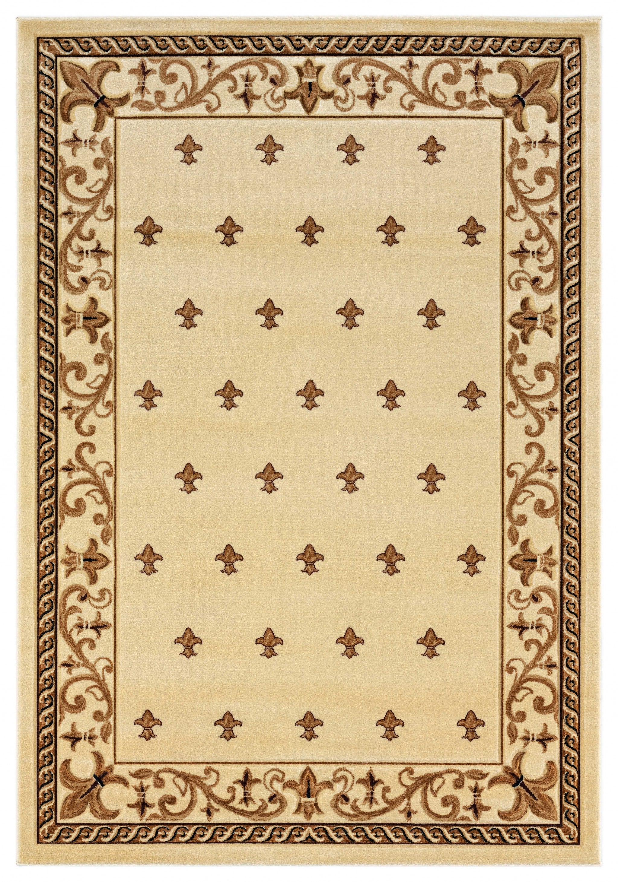 63" x 90" Beige Olefin / Polypropylene Area Rug