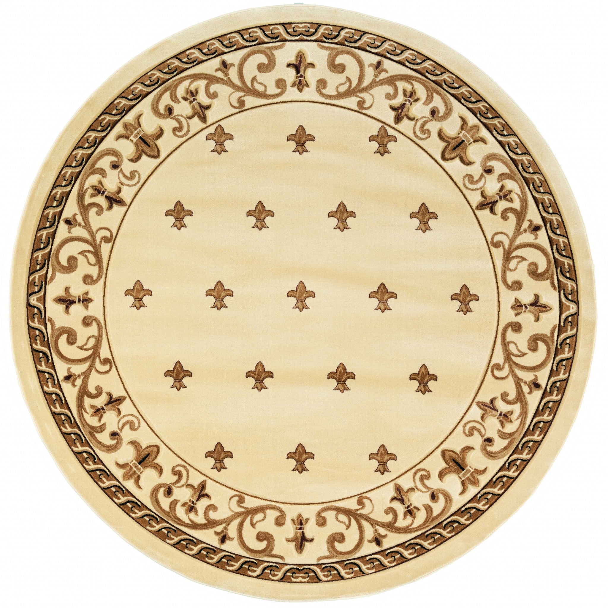 94" x 94" Beige Olefin / Polypropylene Round Rug