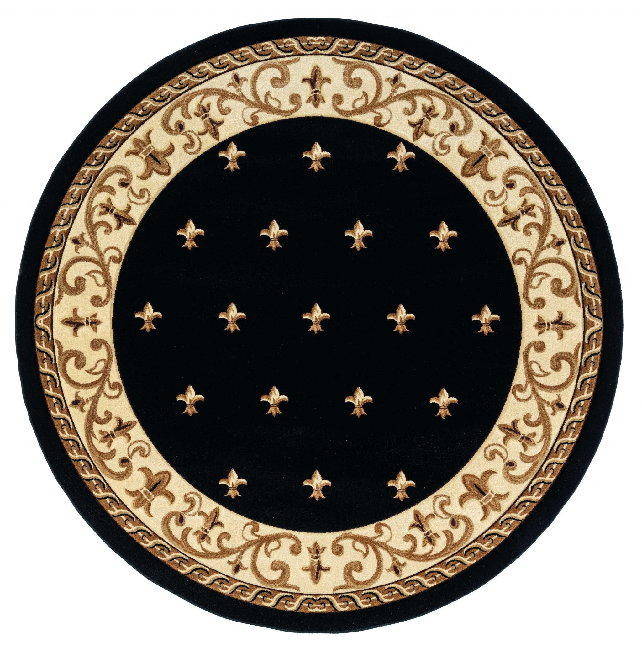 94" x 94" Black Olefin / Polypropylene Round Rug