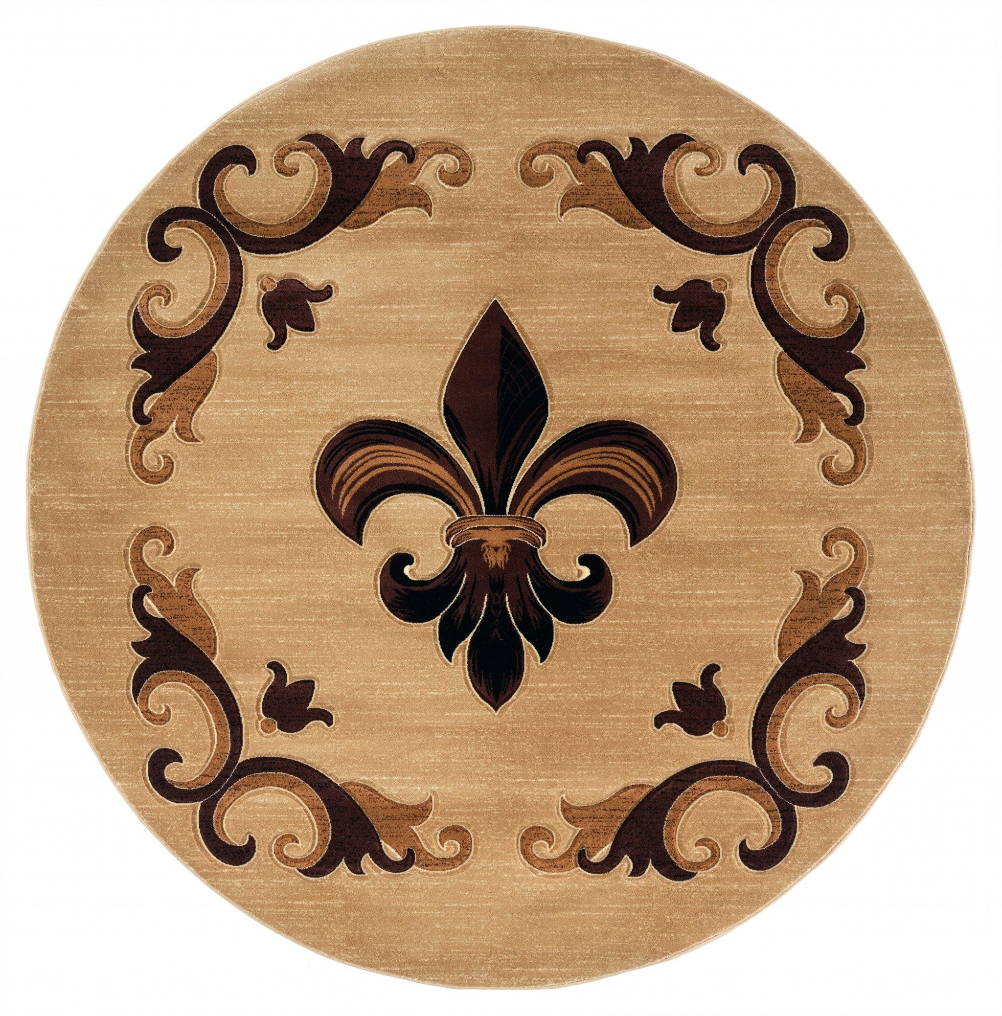 94" x 94" Beige Olefin / Polypropylene Round Rug