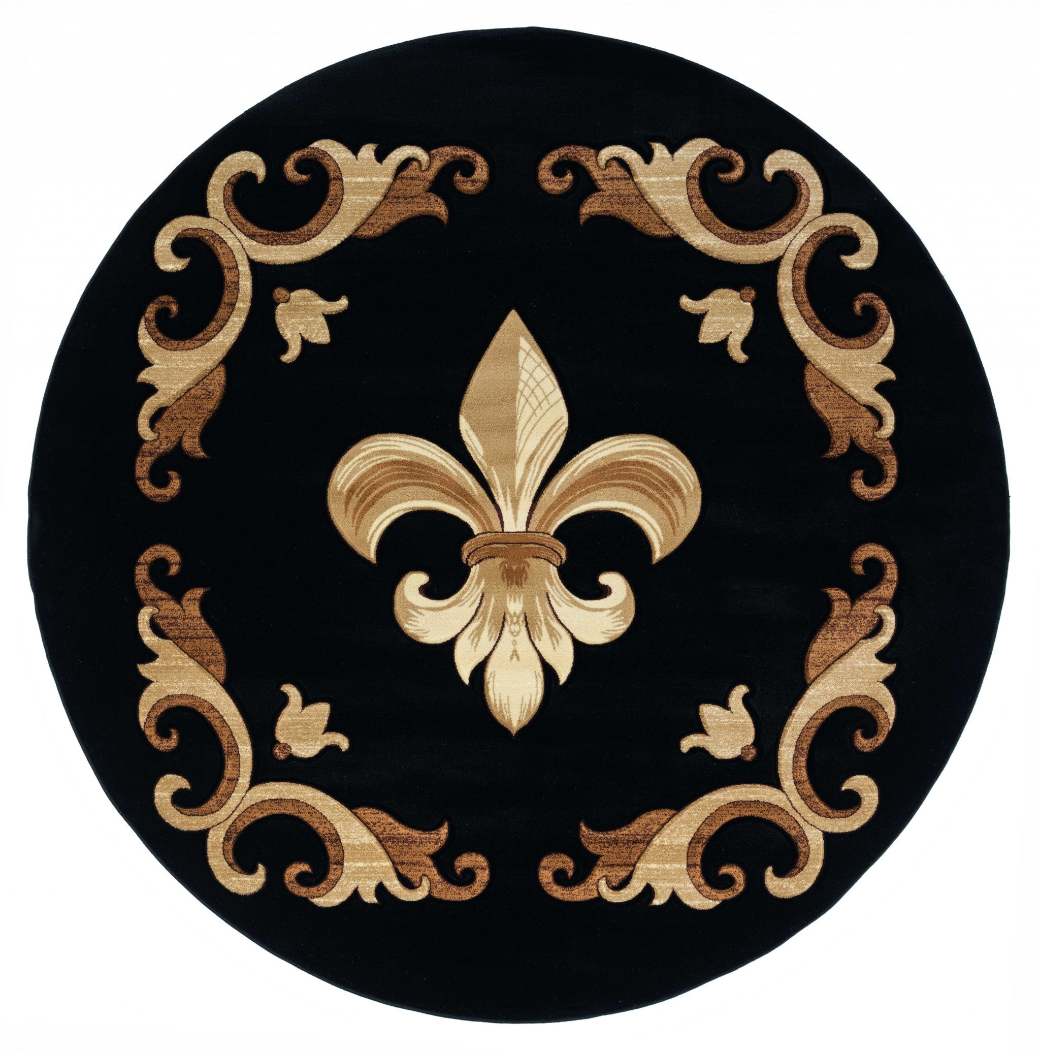 94" x 94" Black Olefin / Polypropylene Round Rug