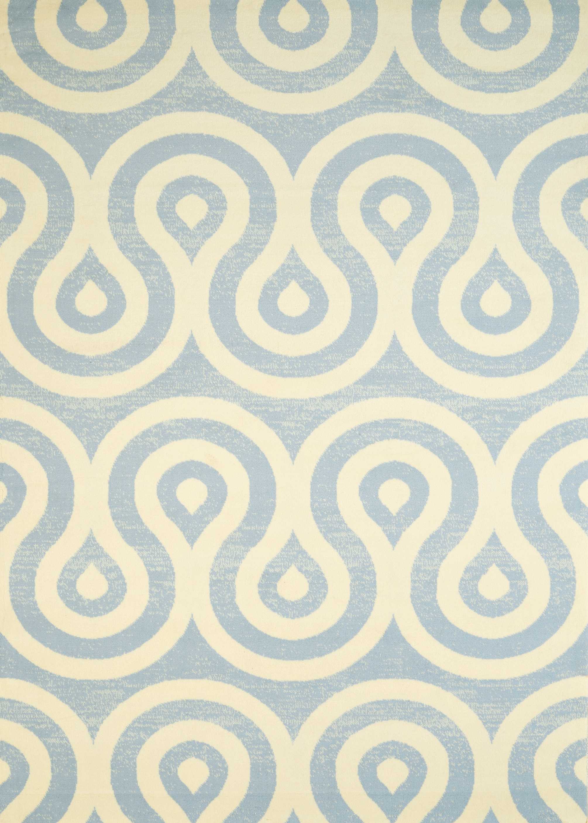 63" x 86" Blue / Grey Olefin Area Rug