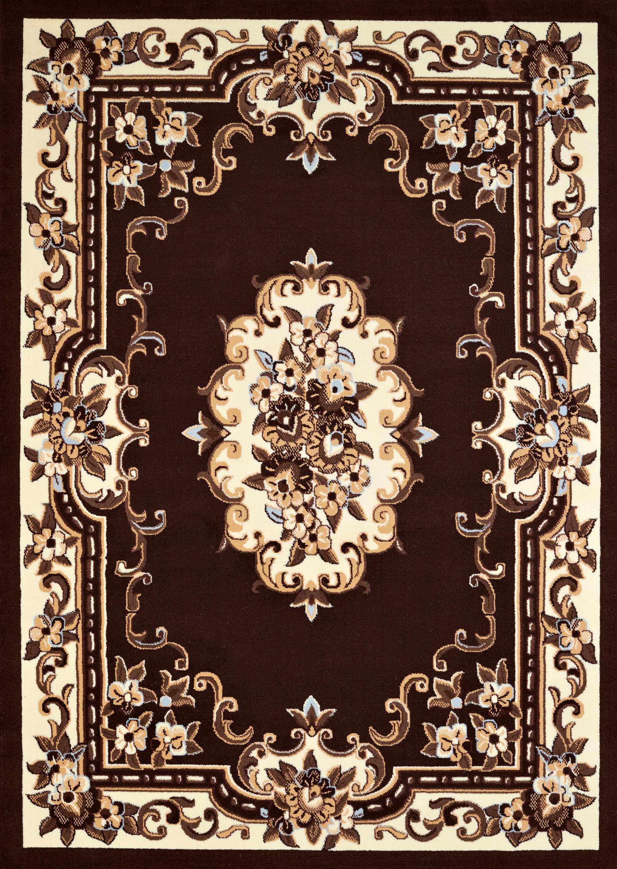 63" x 86" Dark Brown Olefin Area Rug